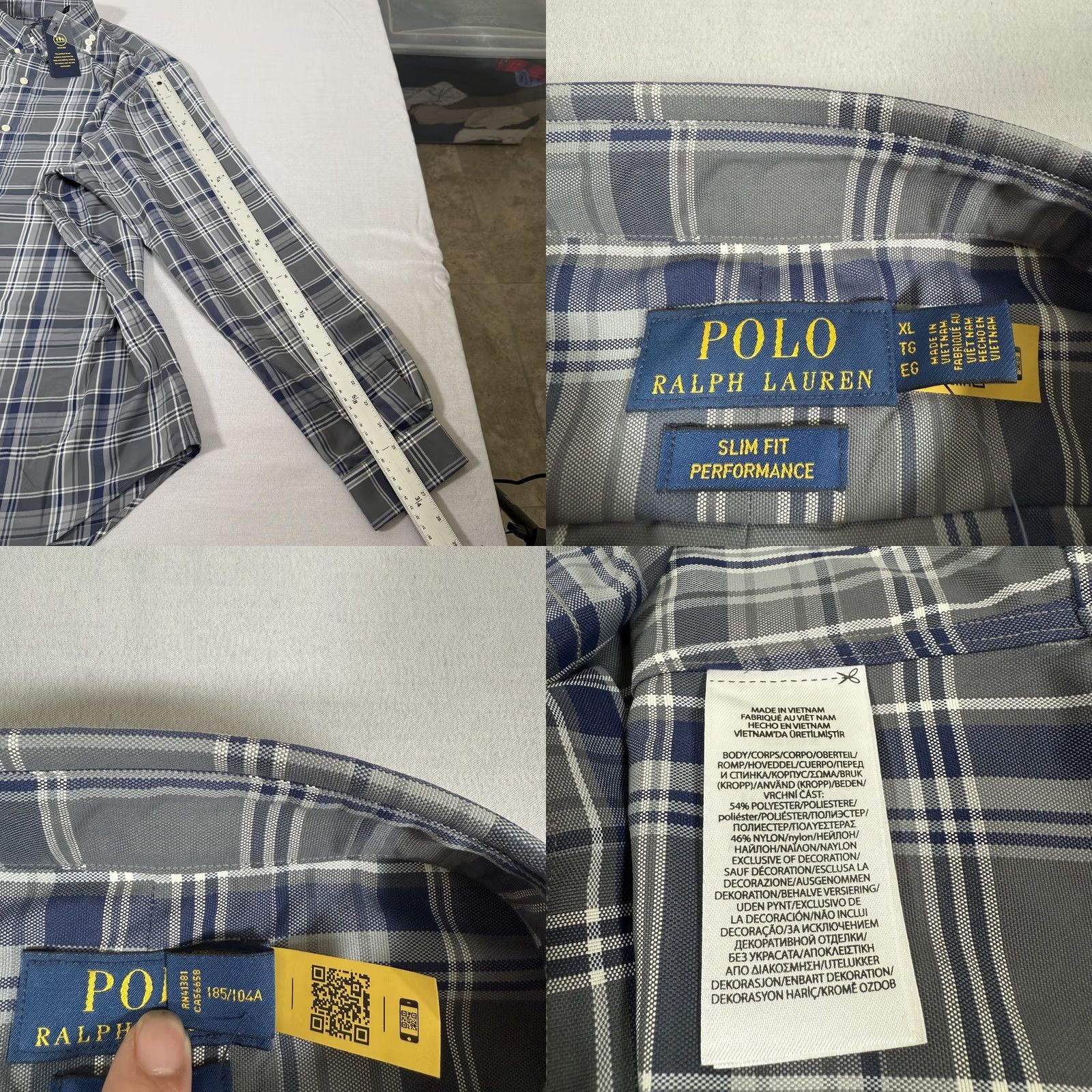 Polo Ralph Lauren Polo Ralph Lauren Shirt Men XL Gray Plaid Performance Slim Fit Button Up Wicking Size US XL / EU 56 / 4 - 8 Thumbnail