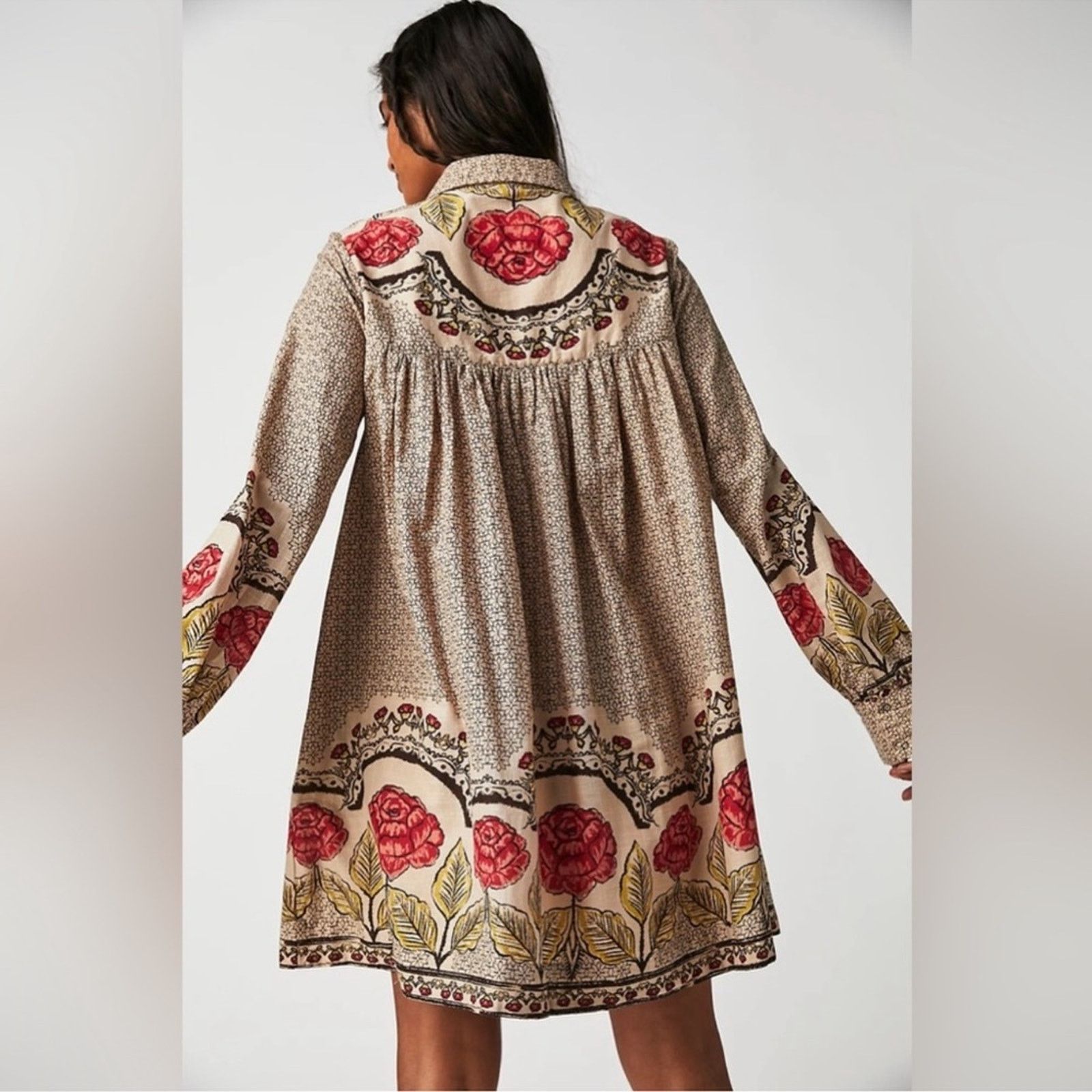 Free People 🎉LAST PIECE🎉FREE PEOPLE Smell The Roses Mini Dress Size L / US 10 / IT 46 - 7 Thumbnail