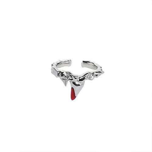 Jewelry 3 piece/Set of Adjustable Ring Irregular Geometric Red Ring Size ONE SIZE - 3 Thumbnail