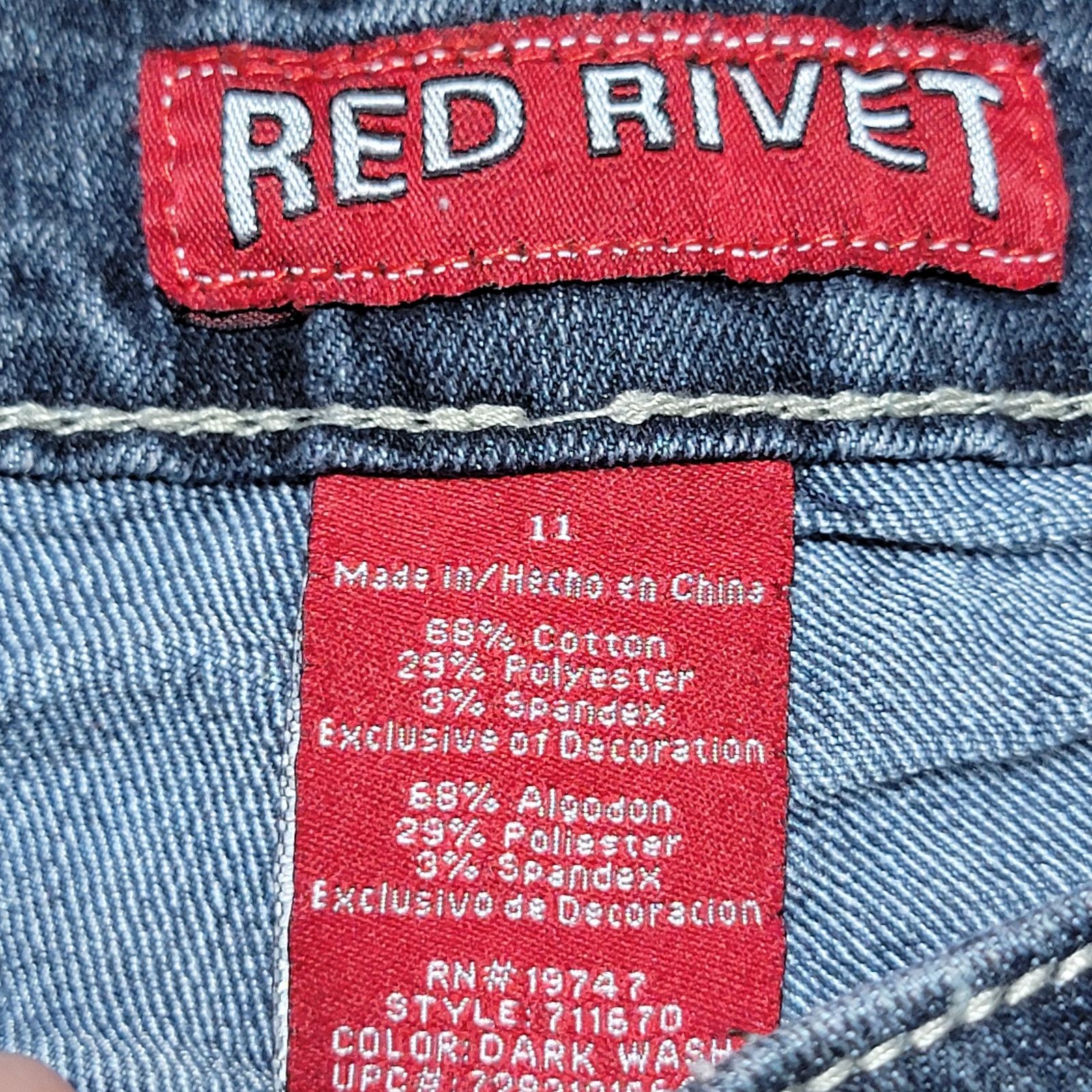 Other Red Rivet Boot Cut Dark Wash Denim Jeans - Size Junior 11 Size 33" - 6 Thumbnail