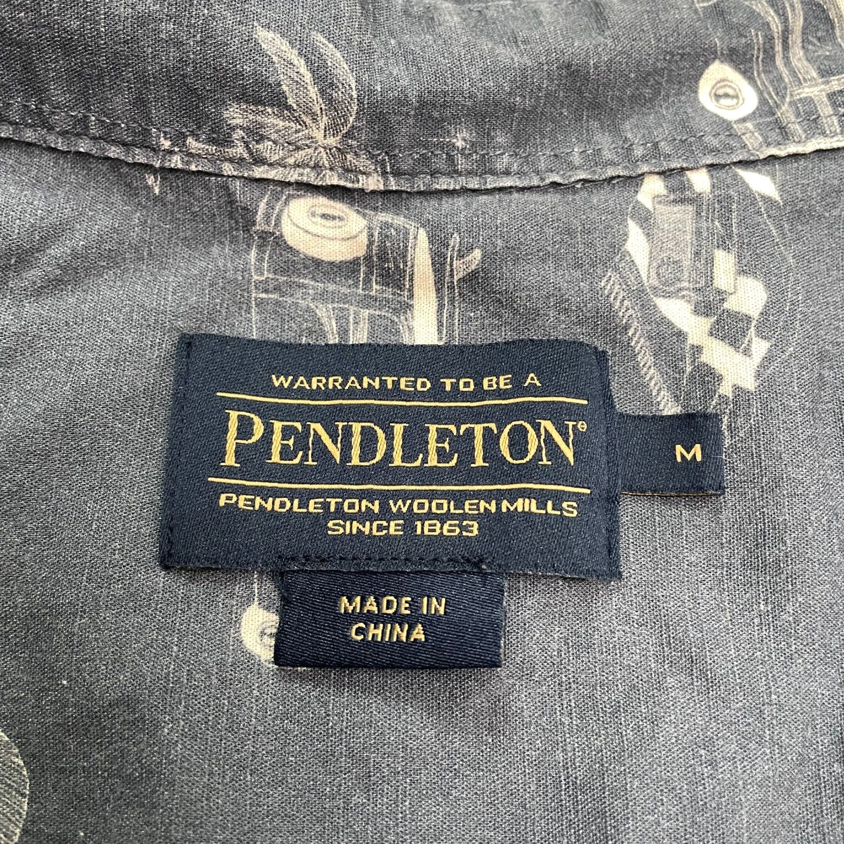 Pendleton VINTAGE Pendleton Men's Short Sleeve Button-Down Shirt Casual Travel Beach Cotton Blue Gray Size US M / EU 48-50 / 2 - 6 Thumbnail