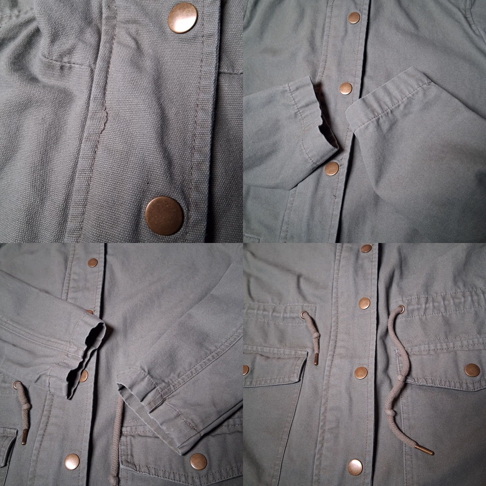 Forever 21 FOREVER 21 Utility Field Jacket Women S Army Green Lightweight Cargo Military Jacket with Pockets Hood Drawstring Waist Canvas Cotton Blend Size S / US 4 / IT 40 - 9 Thumbnail