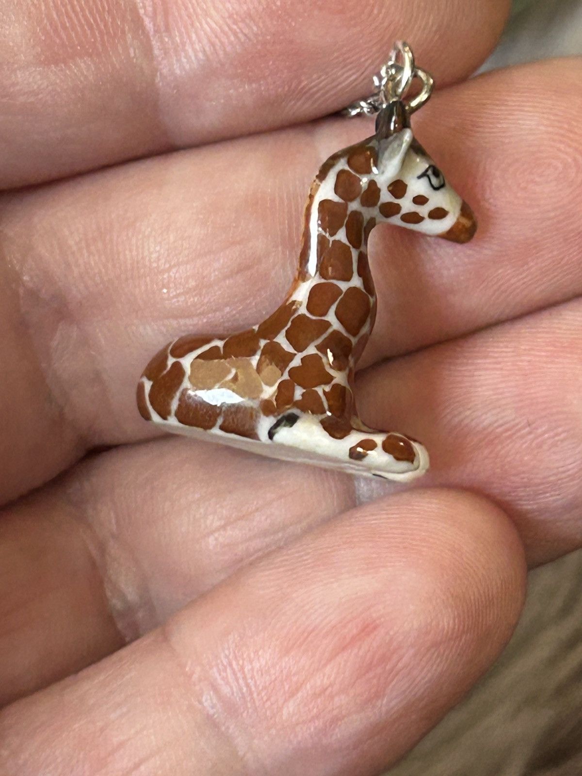 Handmade Handcrafted vintage porcelain giraffe pendant necklace Size ONE SIZE - 8 Thumbnail