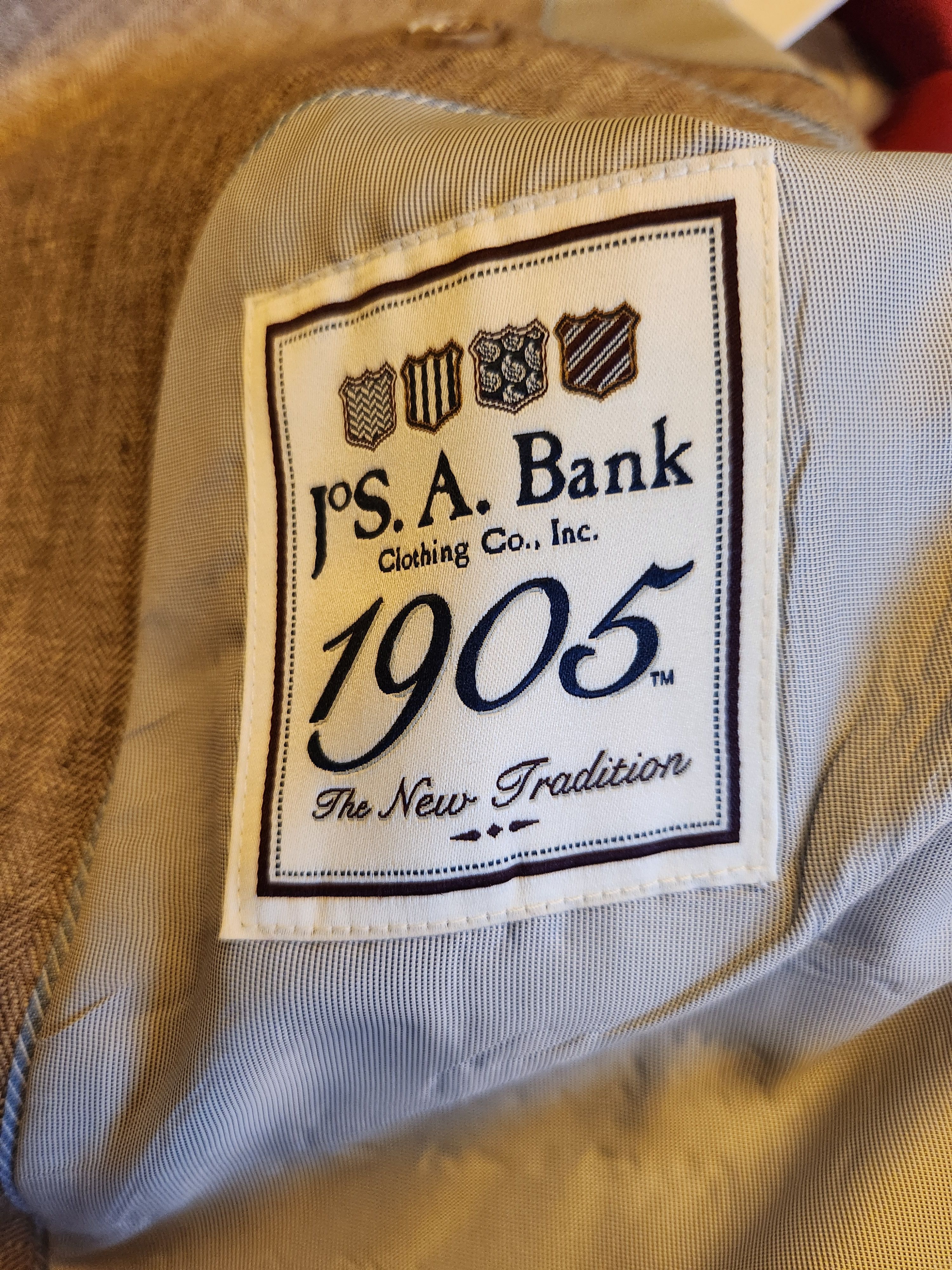 Jos. A. Bank 100% Linen Subtle Herringbone Beige 2 Button Blazer Sz 43R. Size 44R - 3 Thumbnail