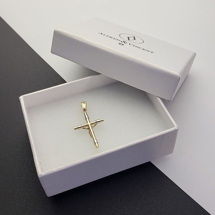Other Jesus Latin Cross Pendant in Two-tone 14k Yellow &White Gold Size ONE SIZE - 2 Thumbnail