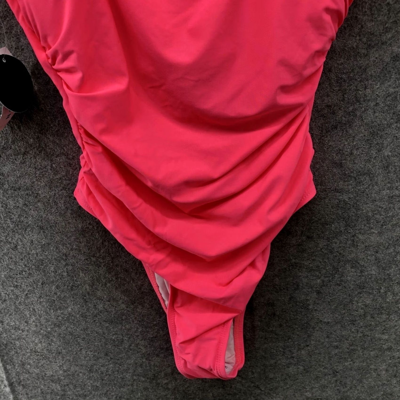 Pacsun Pacsun One Piece Swimsuit Womens Medium M Hot Pink Scoop Back Ruched NWT Size ONE SIZE - 4 Thumbnail