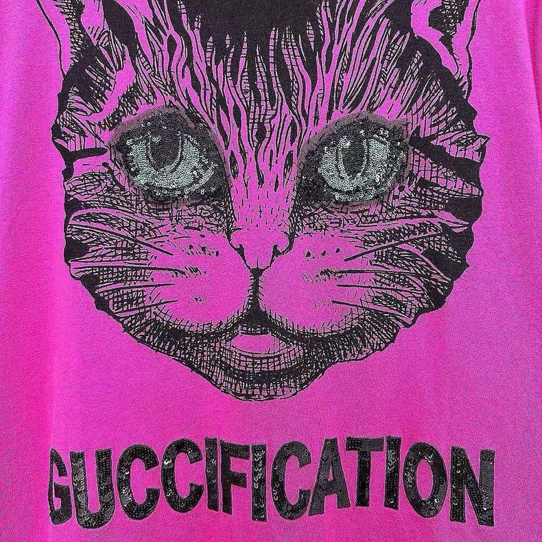 Gucci Gucci Pink cat head sequin short sleeves Size S / US 4 / IT 40 - 5 Thumbnail