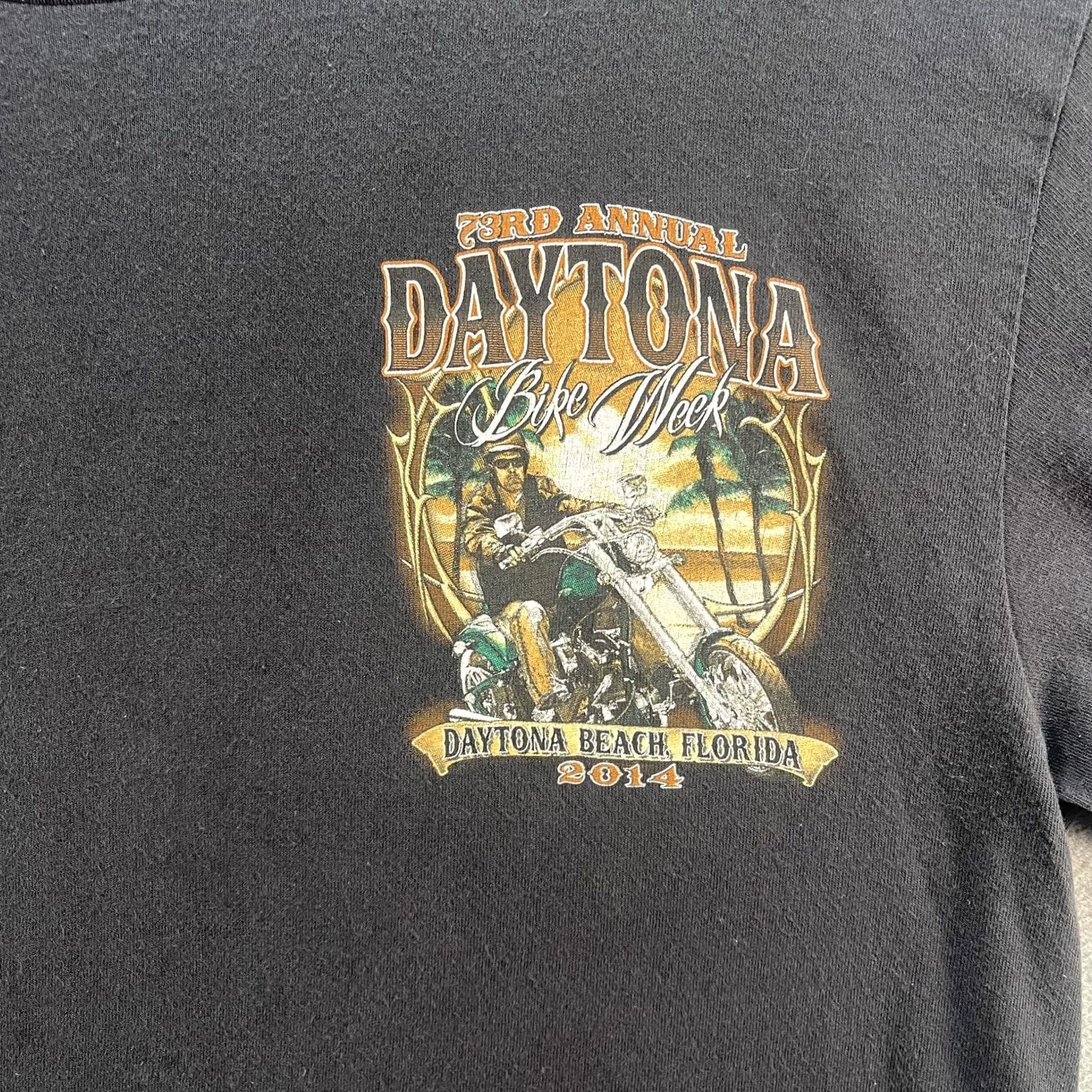 Vintage VINTAGE Daytona Bike Week Shirt Daytona Beach Florida Graphic Tee Mens Large Black 2014 Size US L / EU 52-54 / 3 - 4 Thumbnail