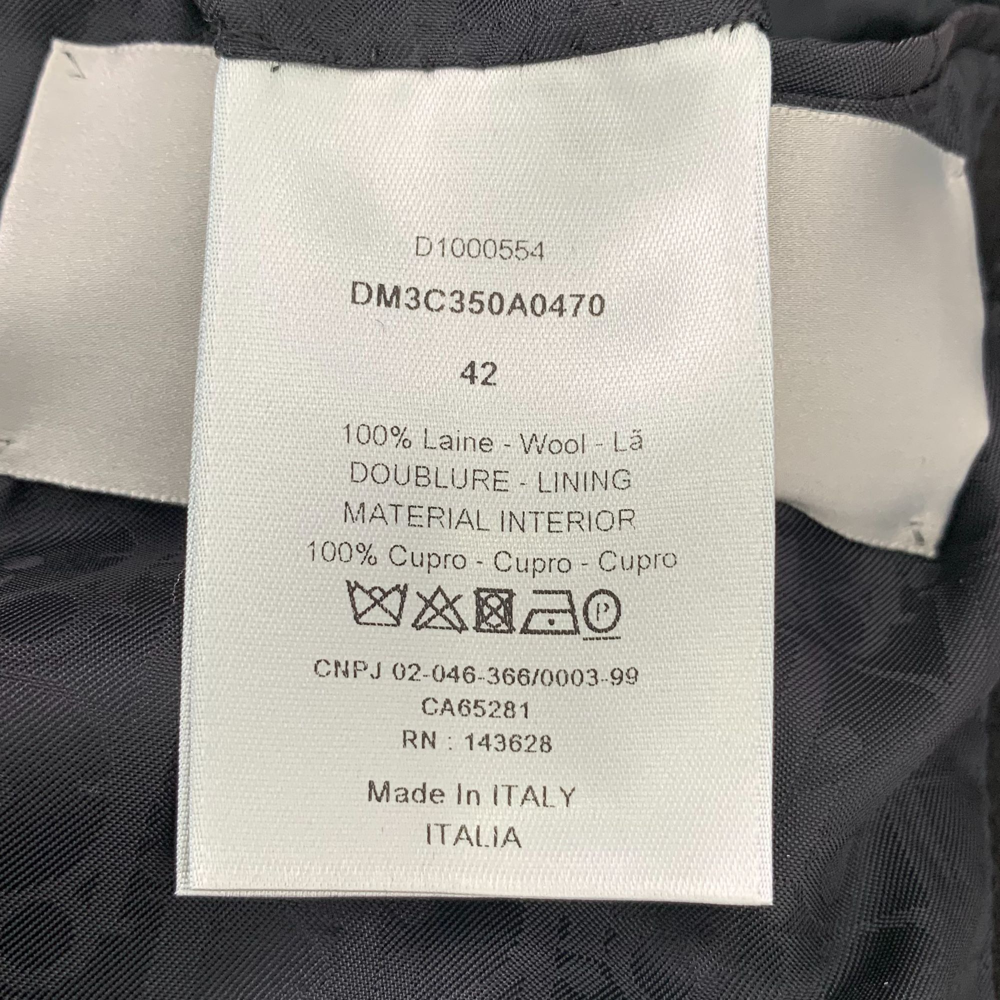 Dior Mens Black Wool Overcoat 42 Made In Italy With Cupro Lining Size US XS / EU 42 / 0 - 6 Thumbnail