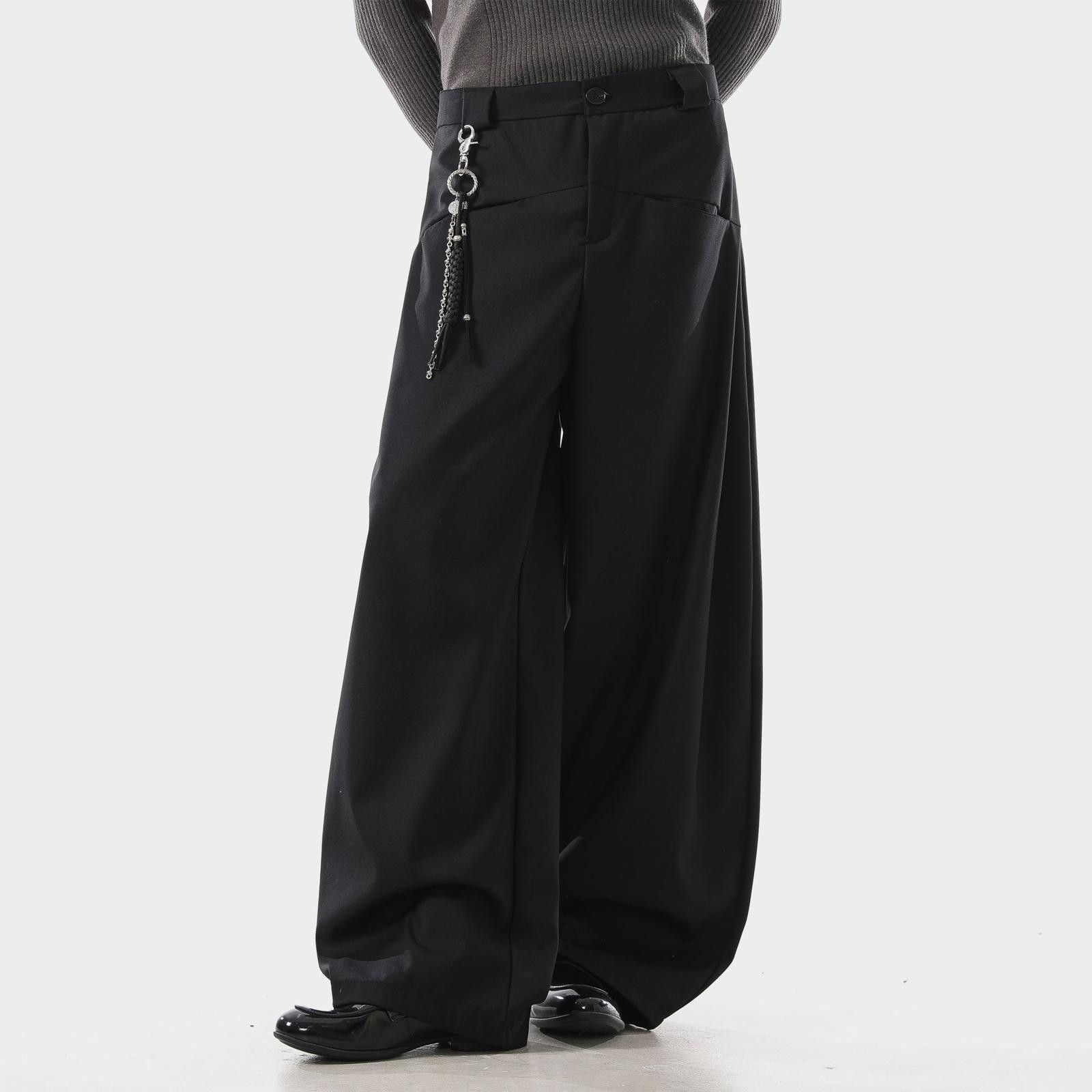 Vintage Charcoal Wide Leg Trousers, Loose Fit Pants Size US 32 / EU 48 - 3 Thumbnail