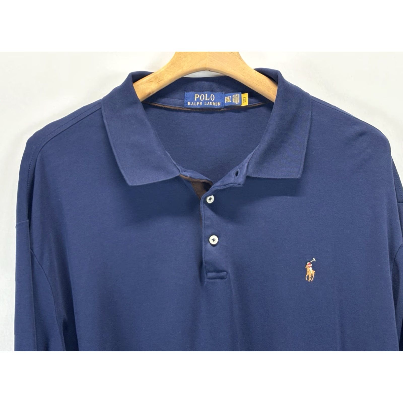 Polo Ralph Lauren Polo Ralph Lauren Polo Shirt Mens 2XLT Big & Tall Cotton Long Sleeve Navy Size US XXL / EU 58 / 5 - 3 Thumbnail