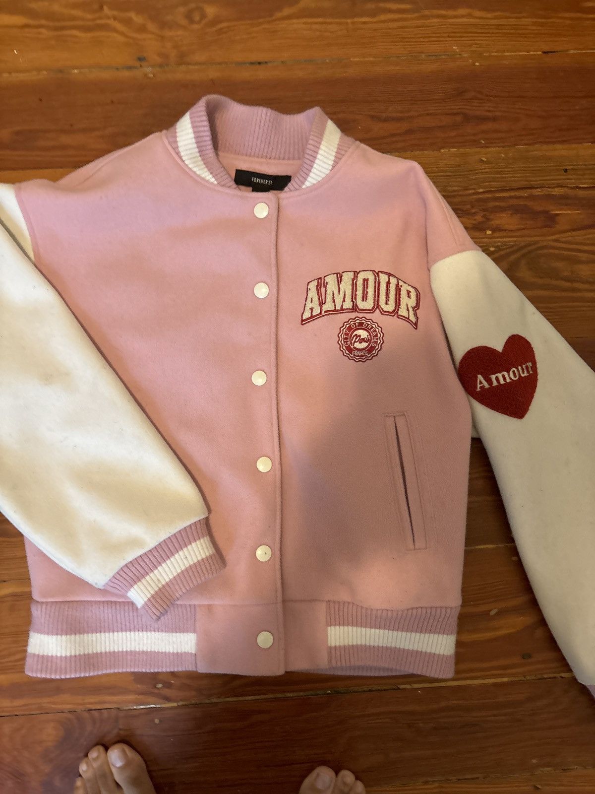 Forever 21 × Vintage Pink Varsity Jacket Size US M / EU 48-50 / 2 - 4 Thumbnail