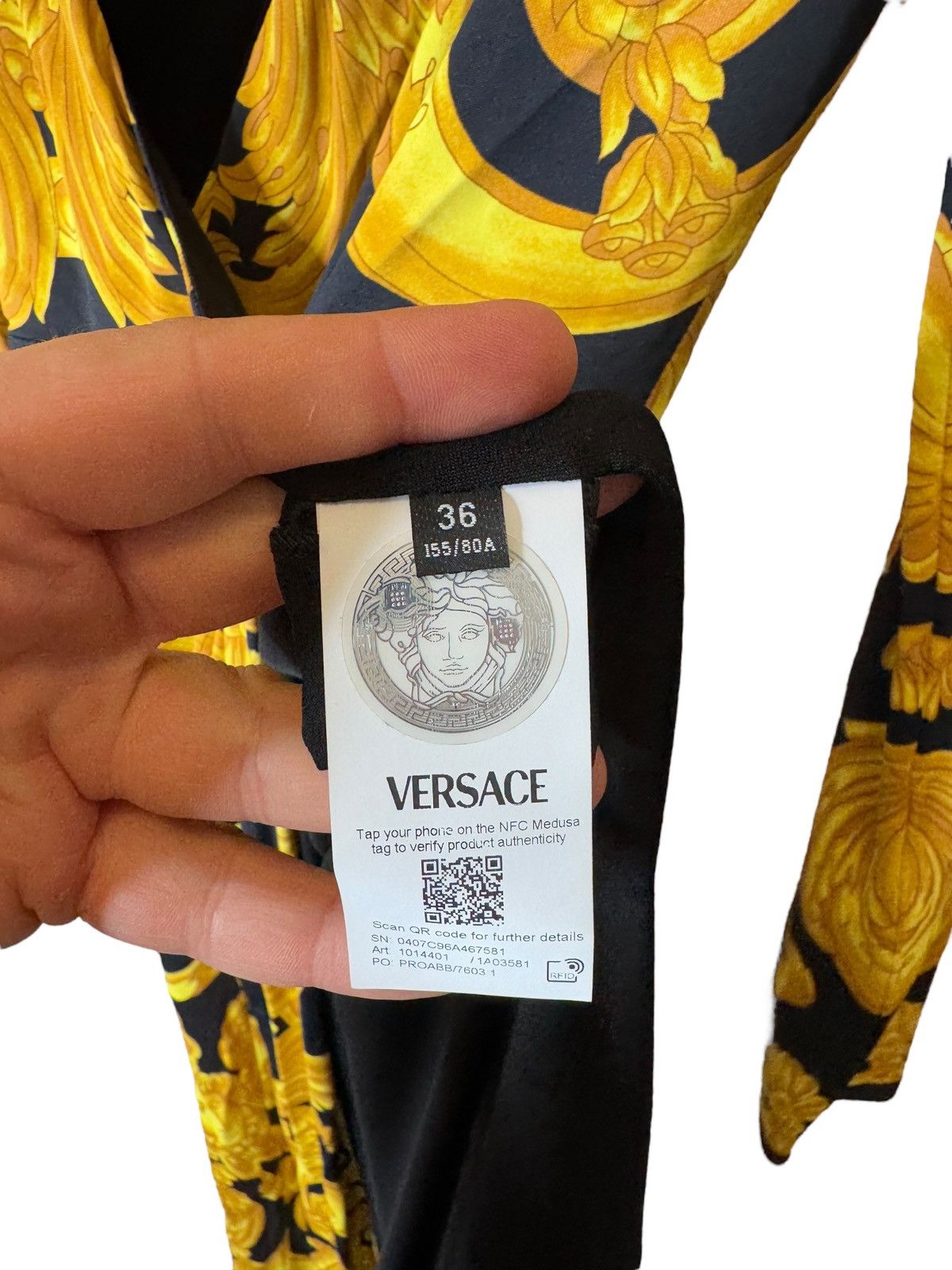 Versace Versace Baroque Jersey Dress w/ Draping & Slit Size XS / US 0-2 / IT 36-38 - 12 Thumbnail