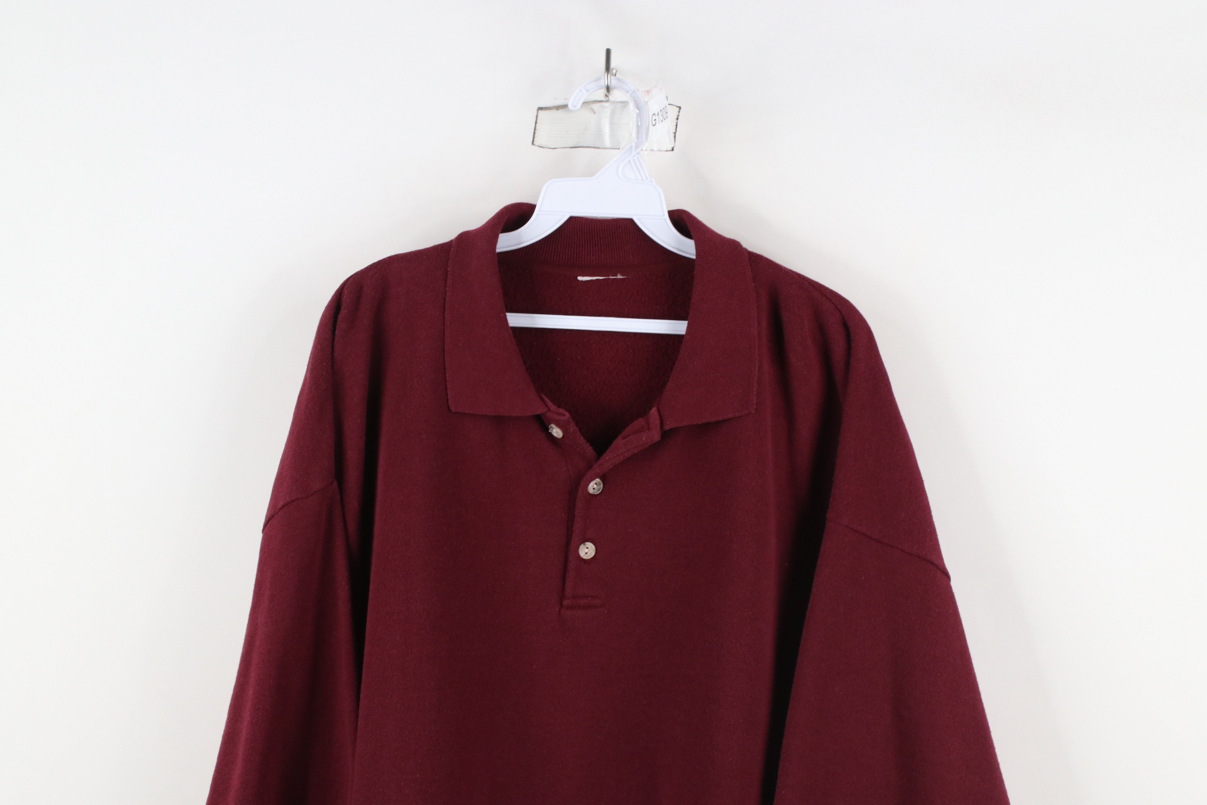 Vintage Vintage 90s Streetwear Collared Pullover Sweatshirt Red Size US XXL / EU 58 / 5 - 2 Thumbnail