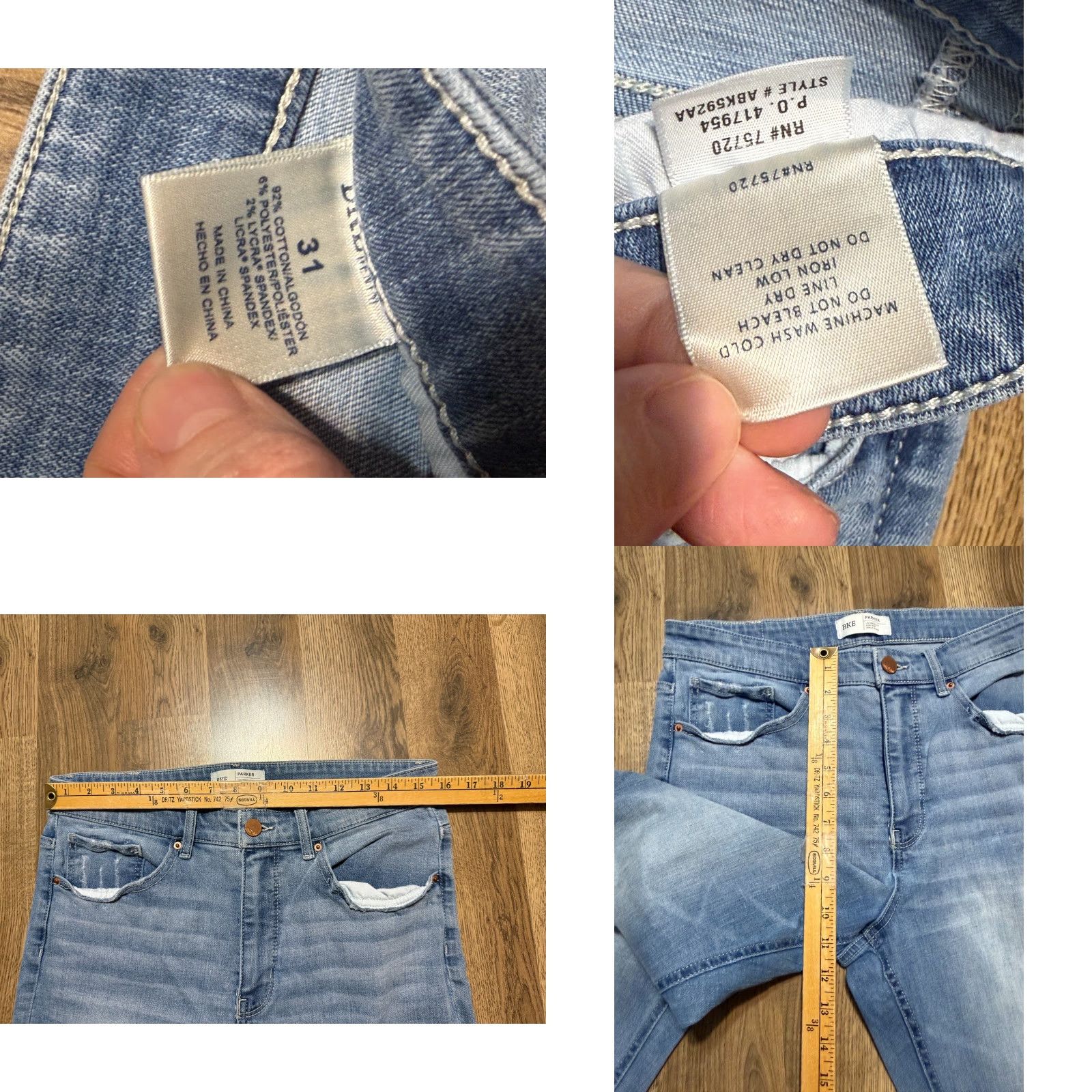 Vintage VINTAGE BKE Jeans Women's 31 Parker Universal Fit High Rise Ankle Skinny Ripped Denim Blue 5-Pocket Womens Jeans Managable? Size 24" / US 00 / IT 34 - 8 Thumbnail