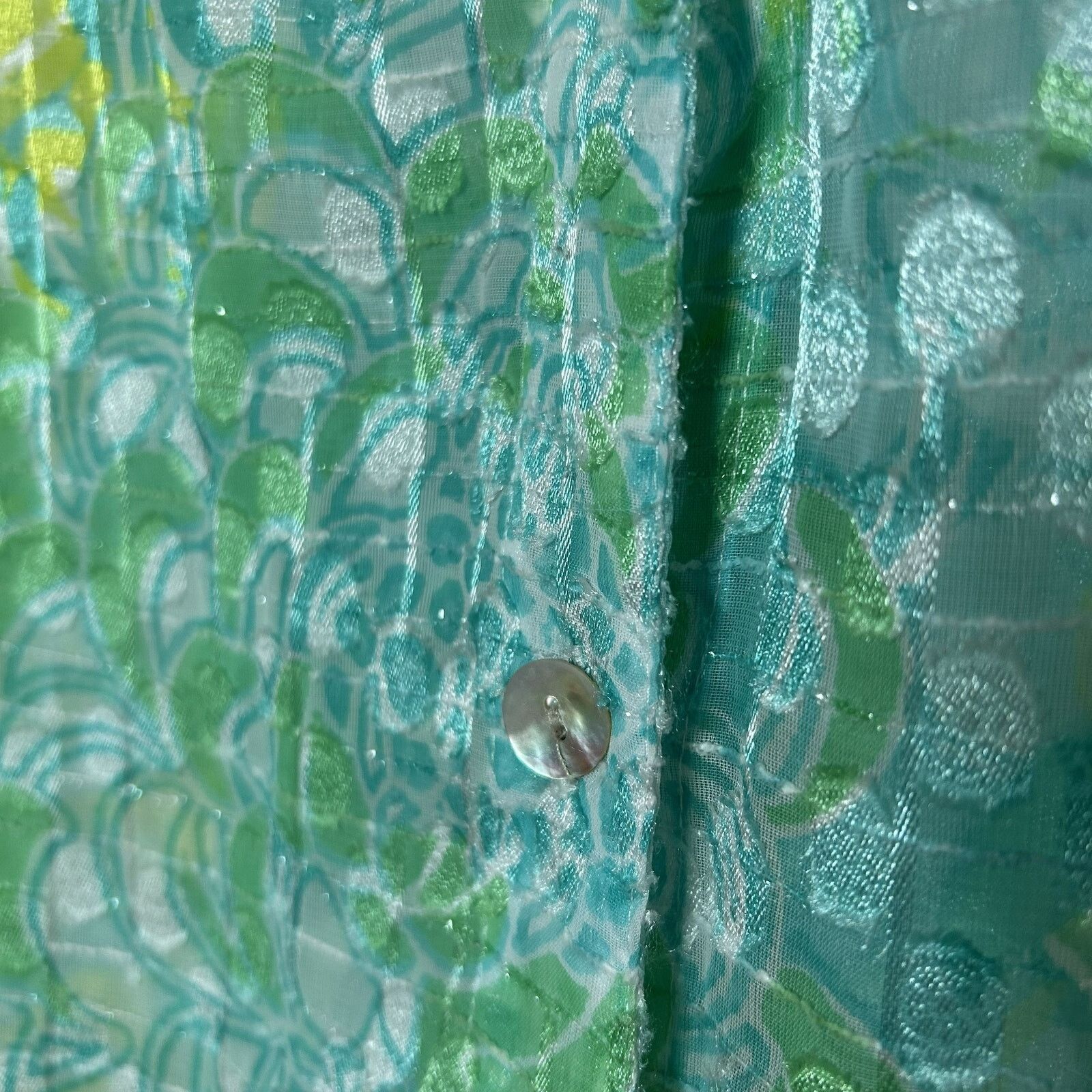 Vintage VTG Ruby Rd Teal Lime Floral Sz 10 Sheer Burnout Whimsygoth Size L / US 10 / IT 46 - 4 Thumbnail