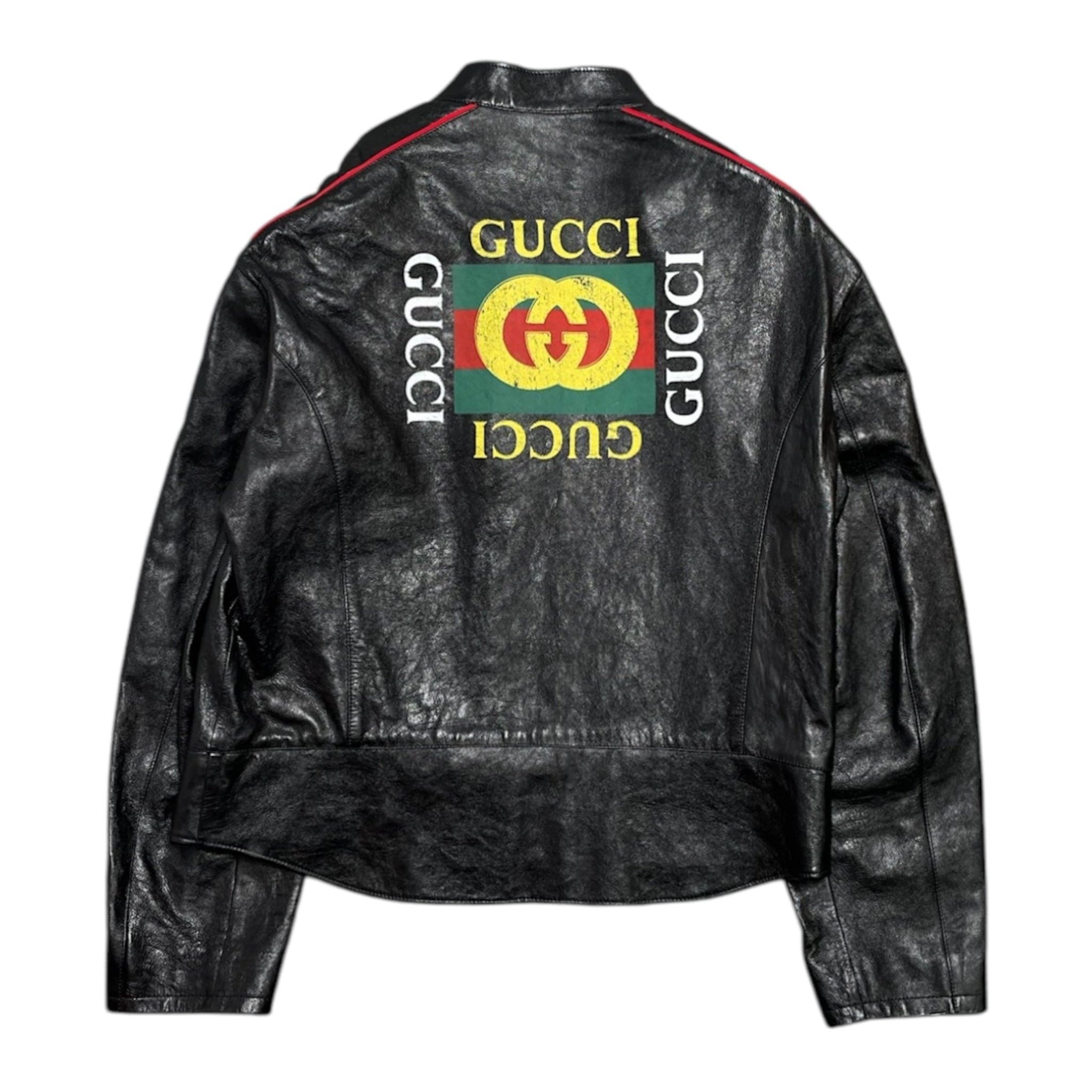 Gucci Print Leather Motorcycle Jacket Black Size US M / EU 48-50 / 2 - 1 Thumbnail