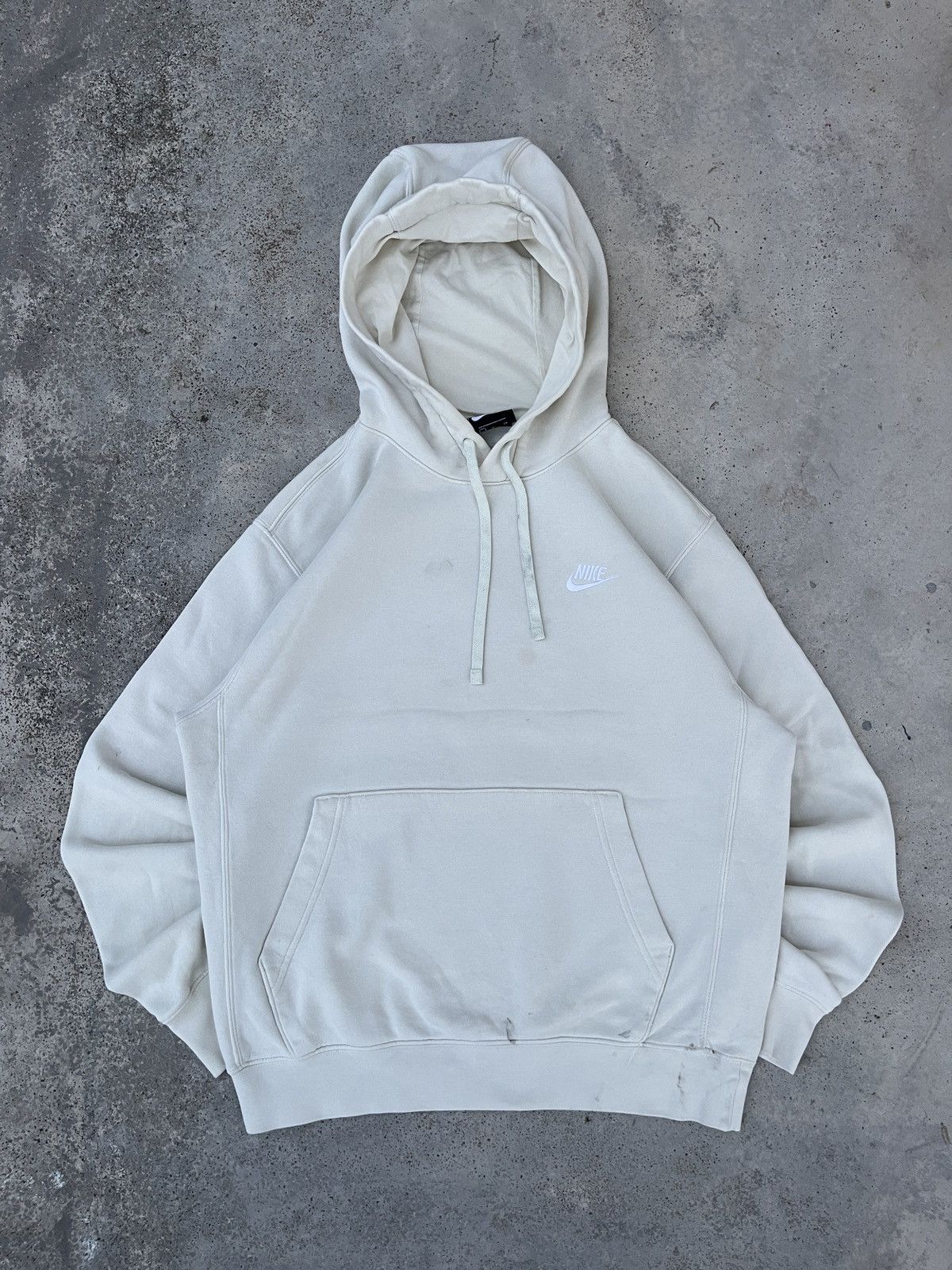 Nike × Vintage Vintage Nike Small Swoosh Cream Pullover Hoodie Size US L / EU 52-54 / 3 - 1 Thumbnail