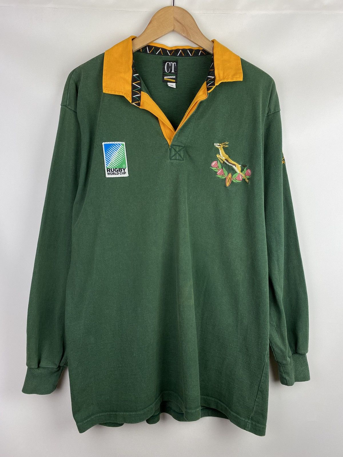 image of Cotton Traders 95 South Africa World Cup Rugby Shirt Jersey in Green, Men's (Size XL)