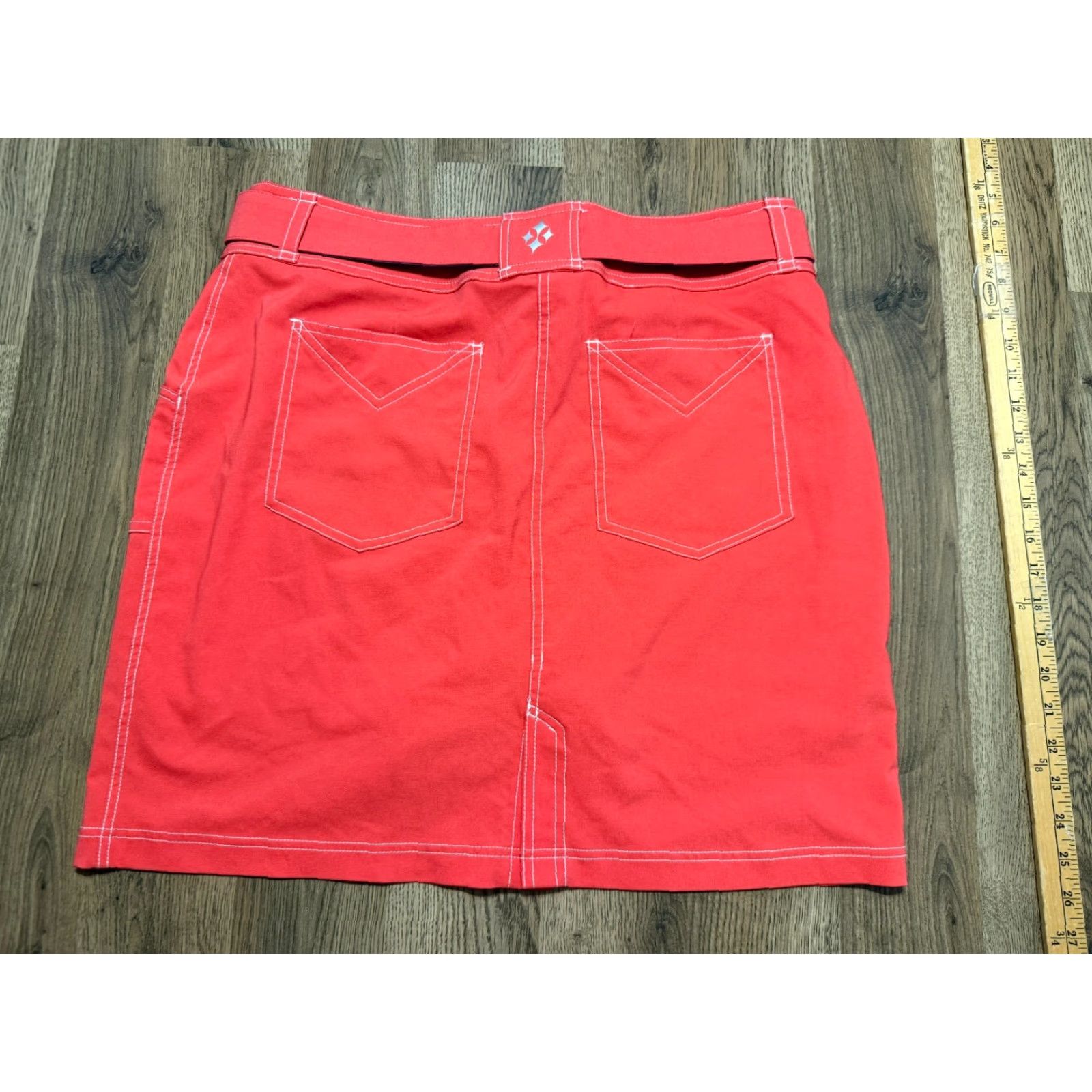 Vintage Jofit Skirt Women’s 12 Orange Mini Pockets Belt, With Belt, Short, Zip, Solid, Casual, Regular, Fall Spring Summer, 12, Womens Size 34" / US 12 / IT 48 - 2 Thumbnail