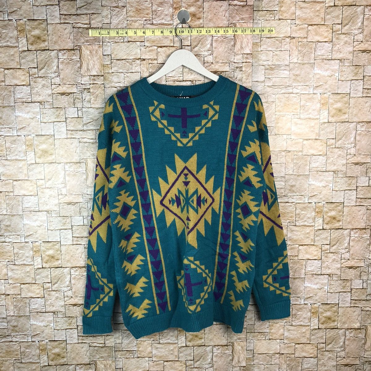 Japanese Brand Anap navajo art Blue sweatshirt Knitwear #A1092 Size US L / EU 52-54 / 3 - 1 Thumbnail