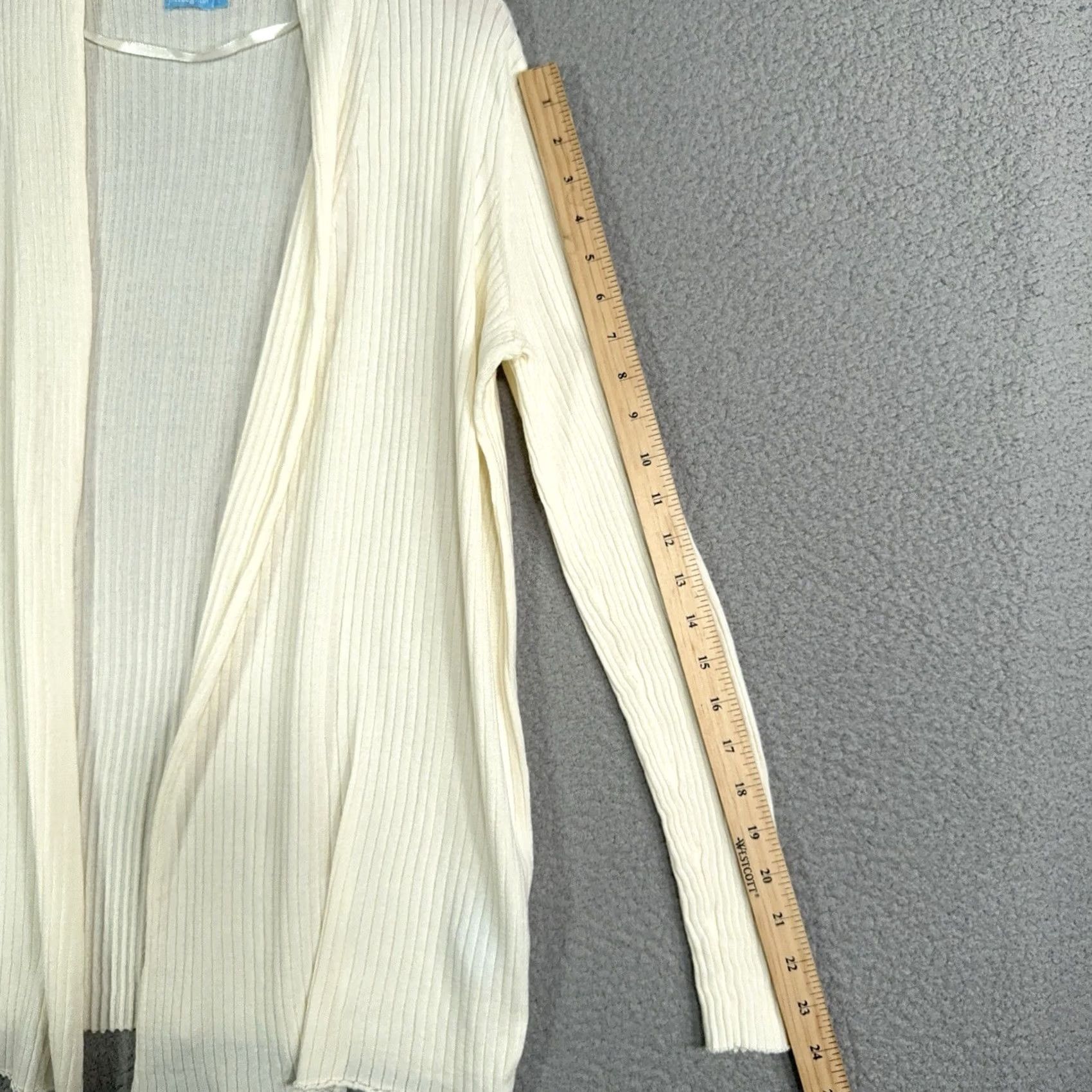 J.McLaughlin J. McLaughlin Cardigan Womens Large Ivory Knit Lightweight Open Rib Modal Cotton Knit Sweater) Size L / US 10 / IT 46 - 6 Thumbnail