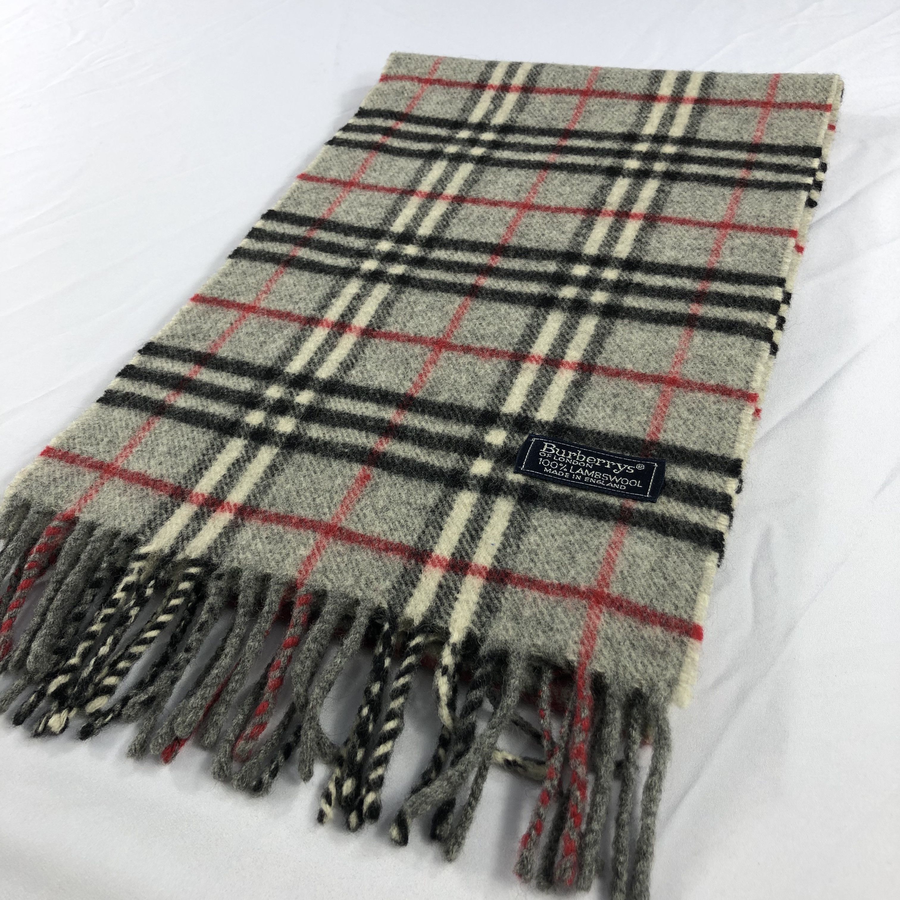 Burberry Burberrys Nova Check Grey Wool Scarf Muffler V1028 Size ONE SIZE - 3 Thumbnail