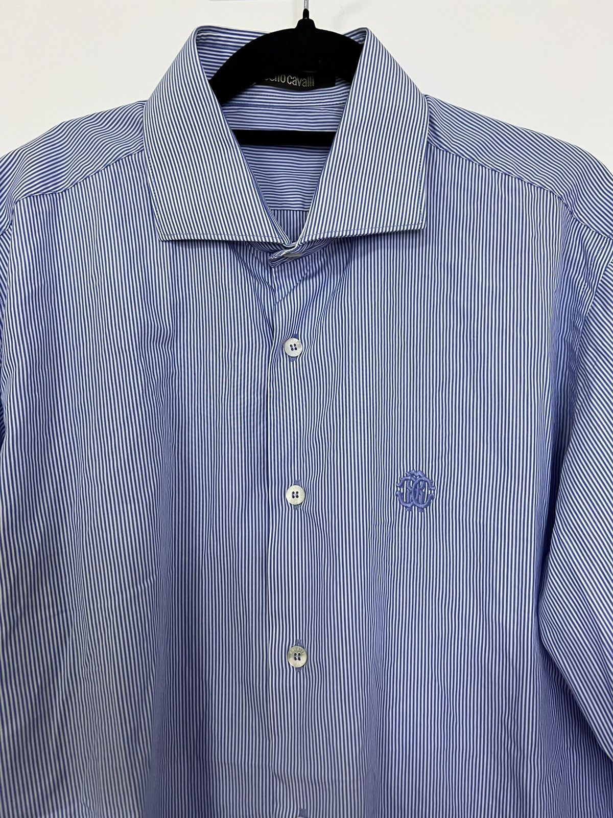 Roberto Cavalli Roberto Cavalli shirt timeless white blue L Size L / US 10 / IT 46 - 3 Thumbnail