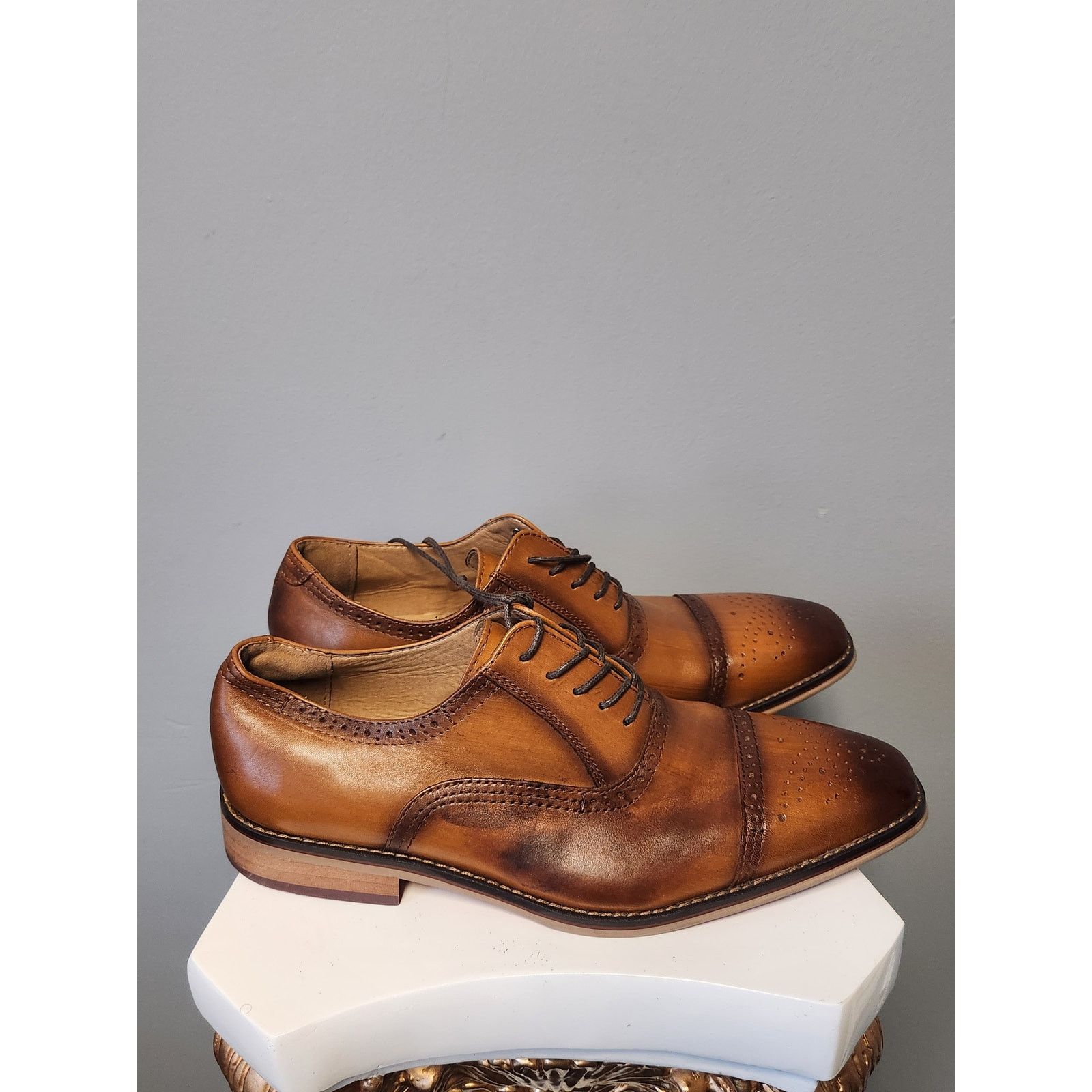 La Milano Men's 11.5 La Milano Lorenzo Oxford Dress Shoes Brown Size US 11.5 / EU 44-45 - 3 Thumbnail
