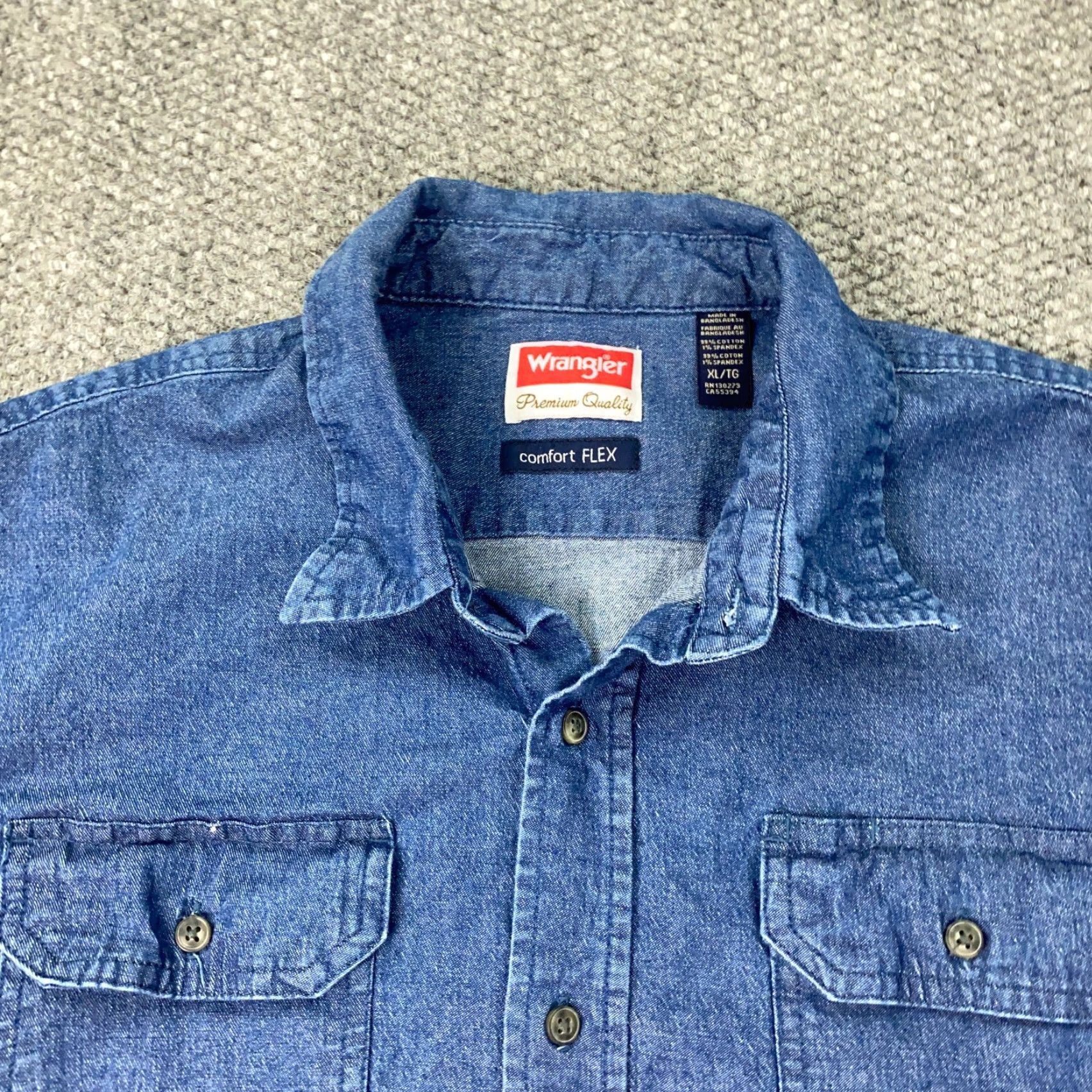 Wrangler Wrangler Denim Shirt Mens XL Blue Comfort Flex Cowboy Stretch Shirt Size US XL / EU 56 / 4 - 2 Thumbnail