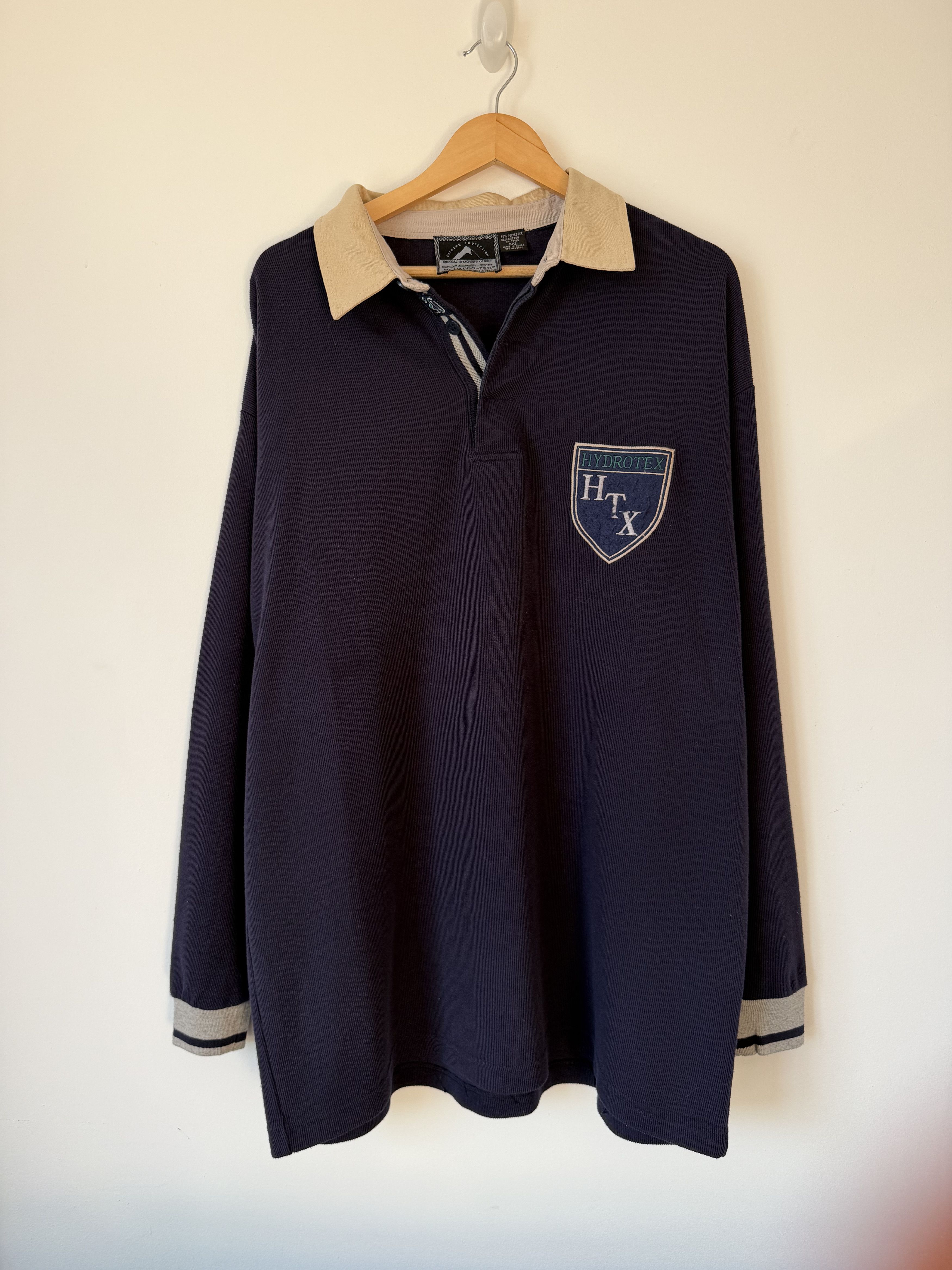 Other Vintage Hydro-Tex Rugby Polo Shirt XXL Navy Beige Size US XXL / EU 58 / 5 - 2 Thumbnail