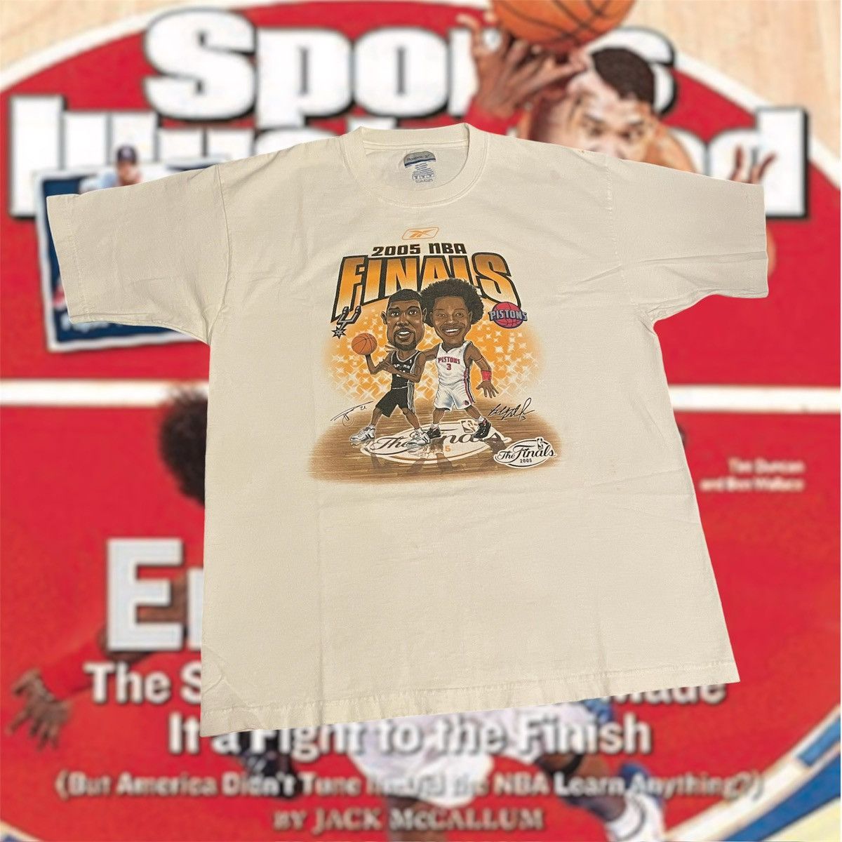 Y2K 2005 NBA Ben Wallace vs Tim Duncan Spurs vs Pistons Tee