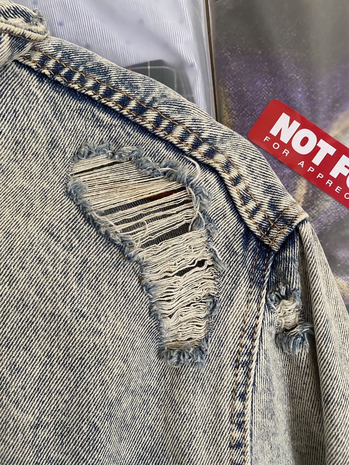 Bershka Vintage Distressed Trash Berska Denim Jacket like Amiri Size US M / EU 48-50 / 2 - 18 Thumbnail