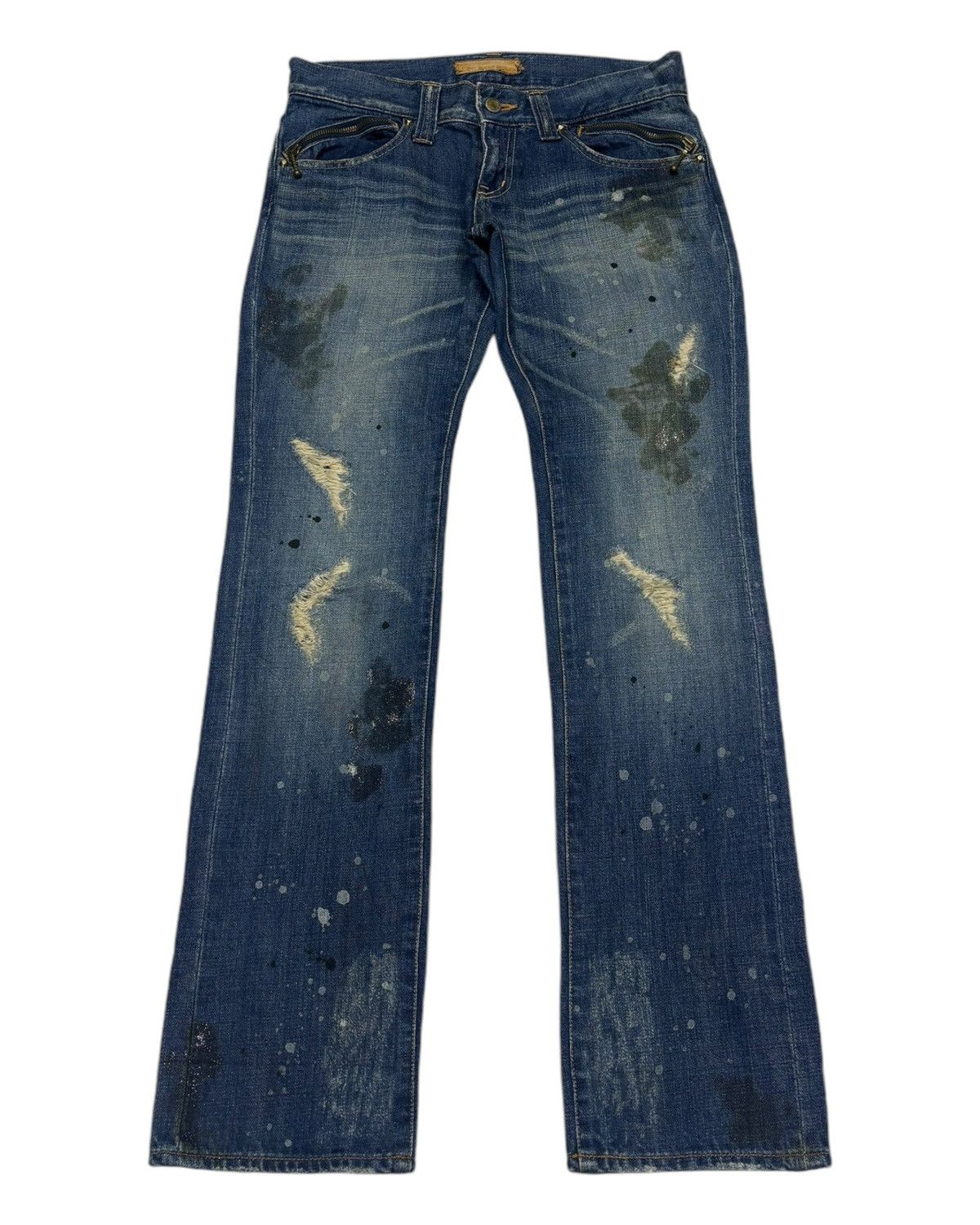 Hysteric Glamour × Japanese Brand DISTRESSED DENIM JOLLY ROGER RARE DESIGN PUNK JEANS Size US 32 / EU 48 - 1 Thumbnail