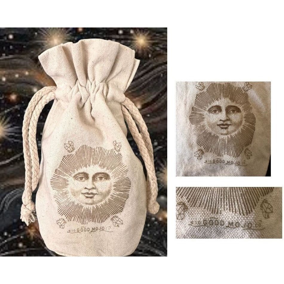 Vintage Drawstring Jewelry Pouch Good Mojo Co Sun Face Crystals Stas Size ONE SIZE - 2 Thumbnail