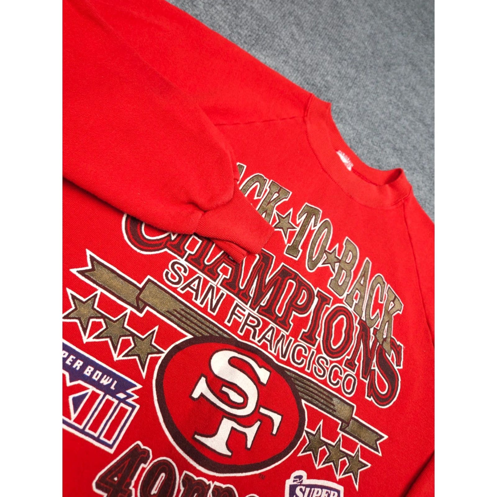Jerzees VINTAGE Jerzees 49ers Sweatshirt Men's XL Red NFL Back to Back Super Bowl Pullover Large Heavyweight Fleece Logo Embroidered Cotton Blend USA Men Size US XL / EU 56 / 4 - 3 Thumbnail