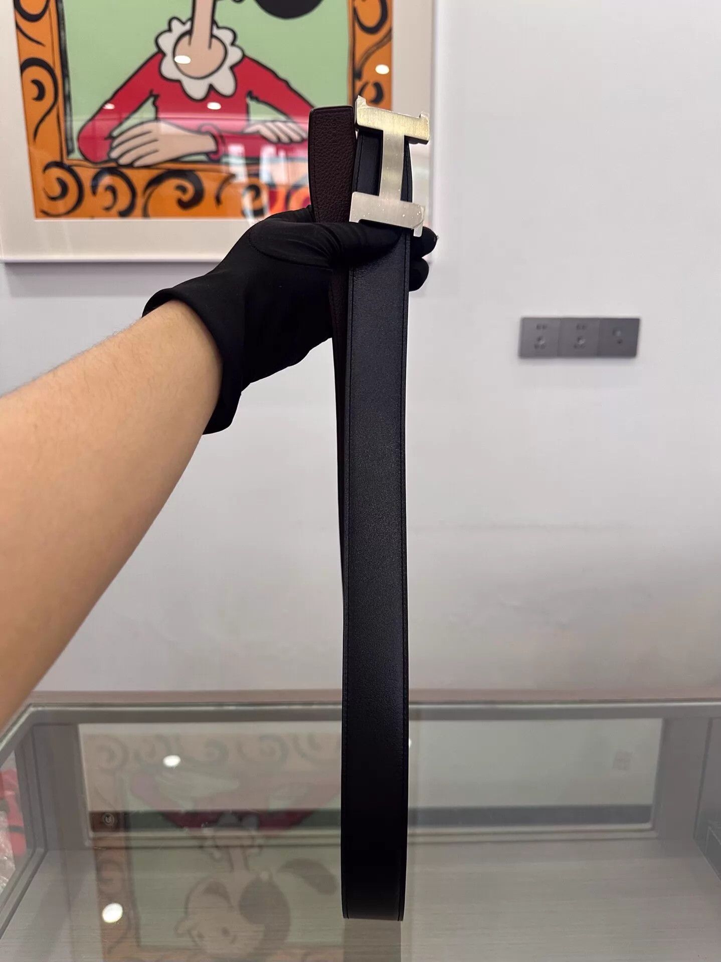 Hermes Hermes Men's 4cm Black Brown H Belt Silver Buckle 100cm Z Size ONE SIZE - 2 Thumbnail