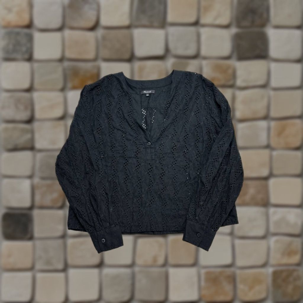 Madewell Madewell Shirt Womens Small Black Linen Blend Henley Size S / US 4 / IT 40 - 1 Thumbnail