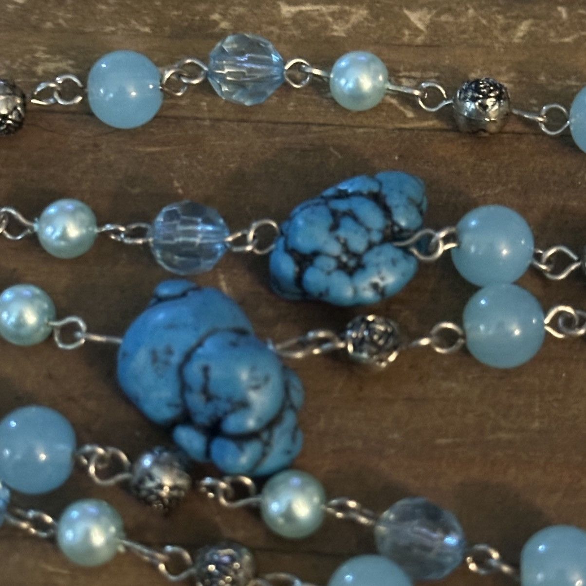 Other Blue station bead and turquoise chain necklace Size ONE SIZE - 5 Thumbnail