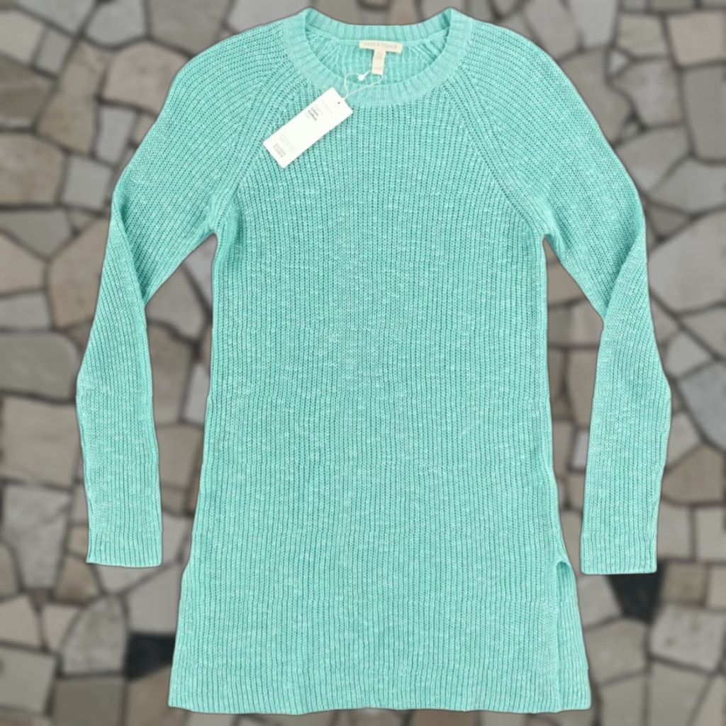 Eileen Fisher Eileen Fisher Linen Slub Tunic Long Sleeve Dress Cyan Blue Women's XS Shirt Size XS / US 0-2 / IT 36-38 - 1 Thumbnail