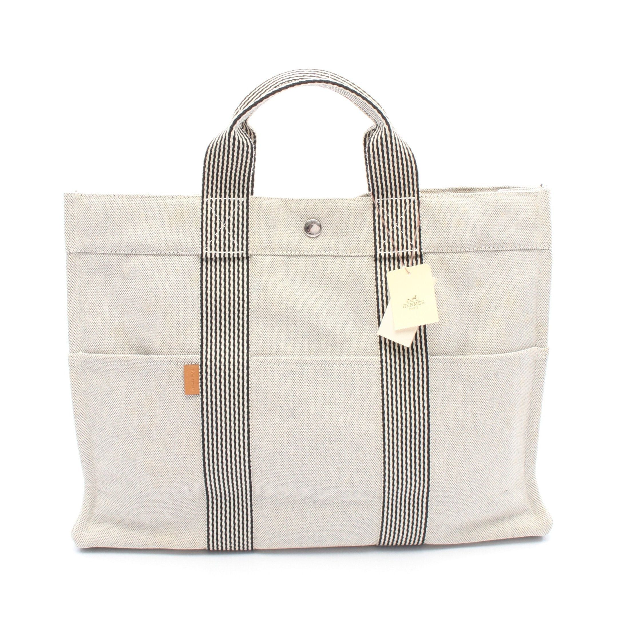 Hermes Hermes New Fool Toe Mm Handbag Tote Bag Toile Ash Gray Black Silver Hardware Size ONE SIZE - 1 Thumbnail