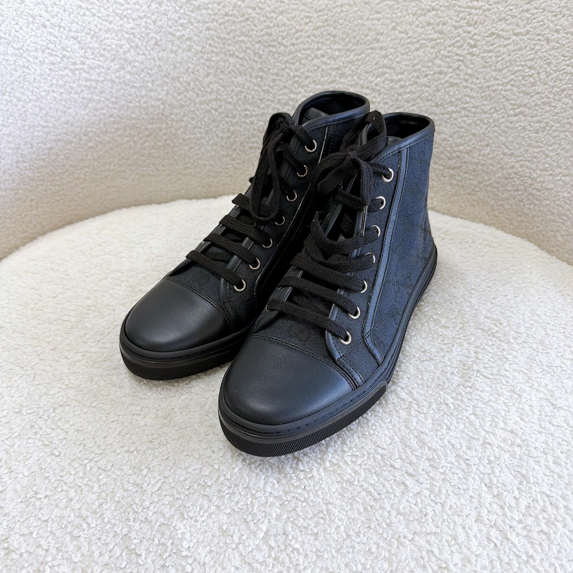 Gucci Gucci Black Canvas All-Over Logo Sneakers 37 Size US 6.5 / IT 36.5 - 5 Thumbnail