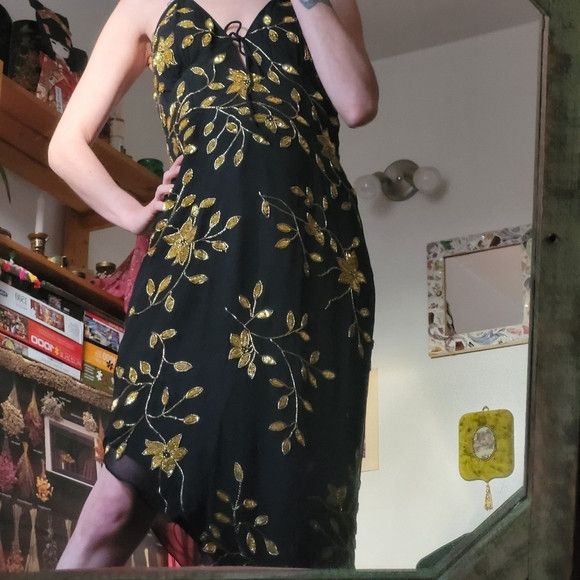 Other Venus vintage 100% silk golden embellished black dress - M Size M / US 6-8 / IT 42-44 - 7 Thumbnail