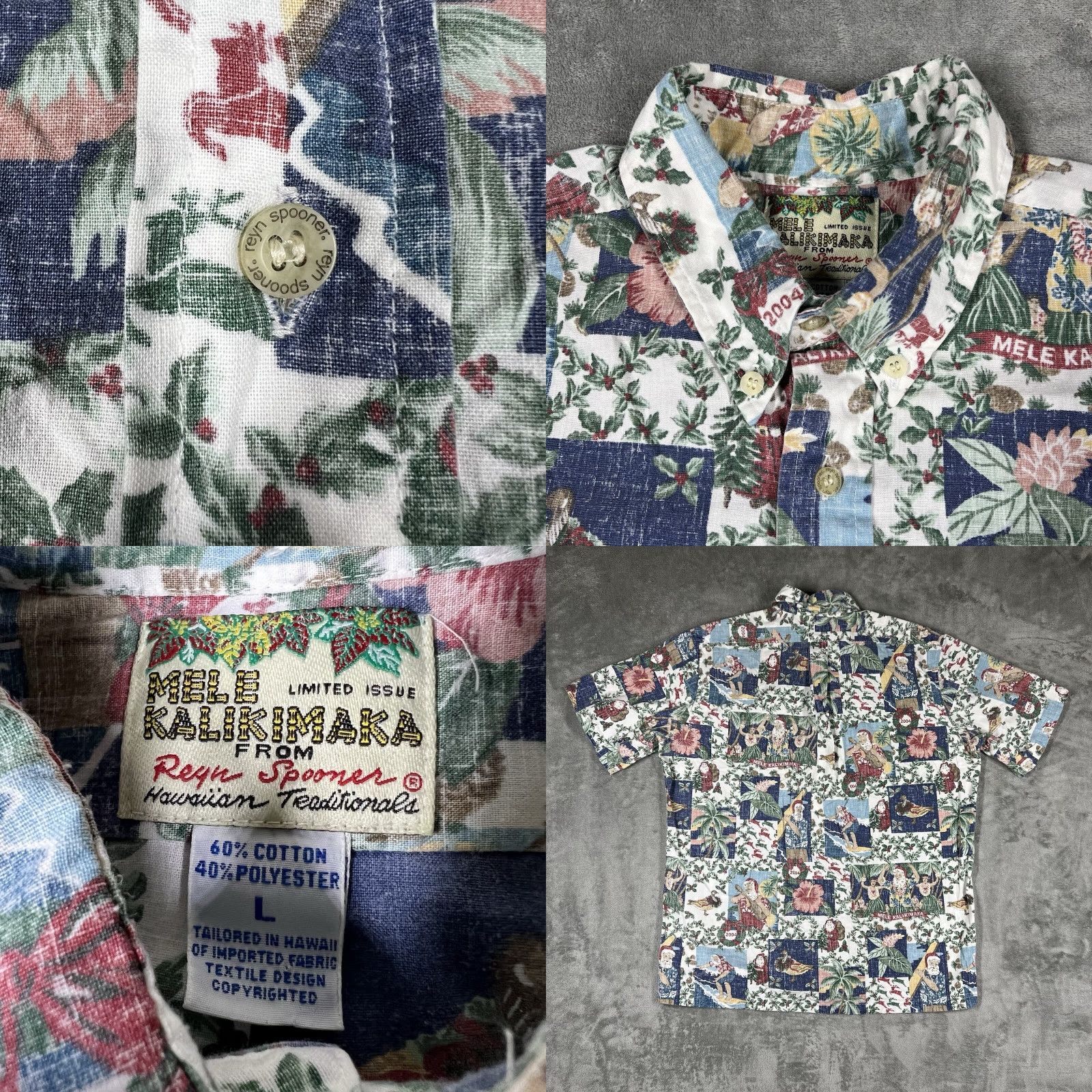 Reyn Spooner VINTAGE Reyn Spooner Mele Kalikimaka Mens Large 1/4 Button Up Hawaiian Shirt Floral Santa Christmas Surf Aloha 2004 Boys/Girls? Size US L / EU 52-54 / 3 - 8 Thumbnail