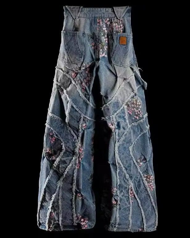 Japanese Brand Floral Denim Pant Size US 34 / EU 50 - 4 Thumbnail