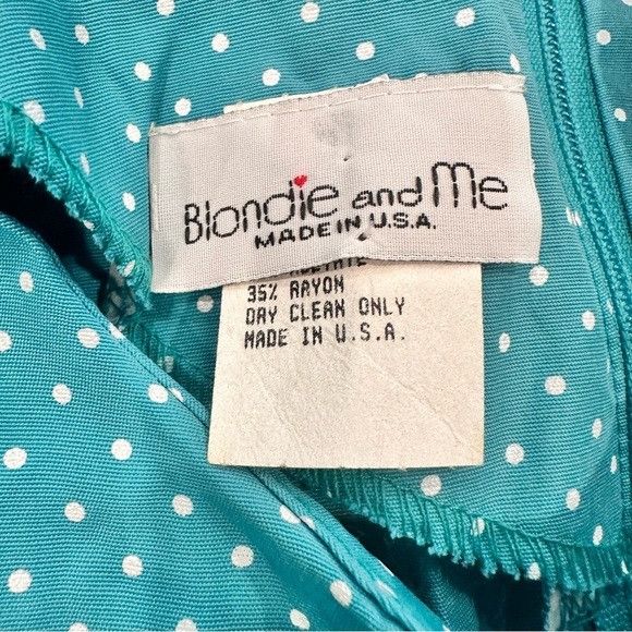 Vintage Vintage 90’s Teal Polka Dot Belted Dress “Blondie and Me” NW Size M / US 6-8 / IT 42-44 - 7 Thumbnail