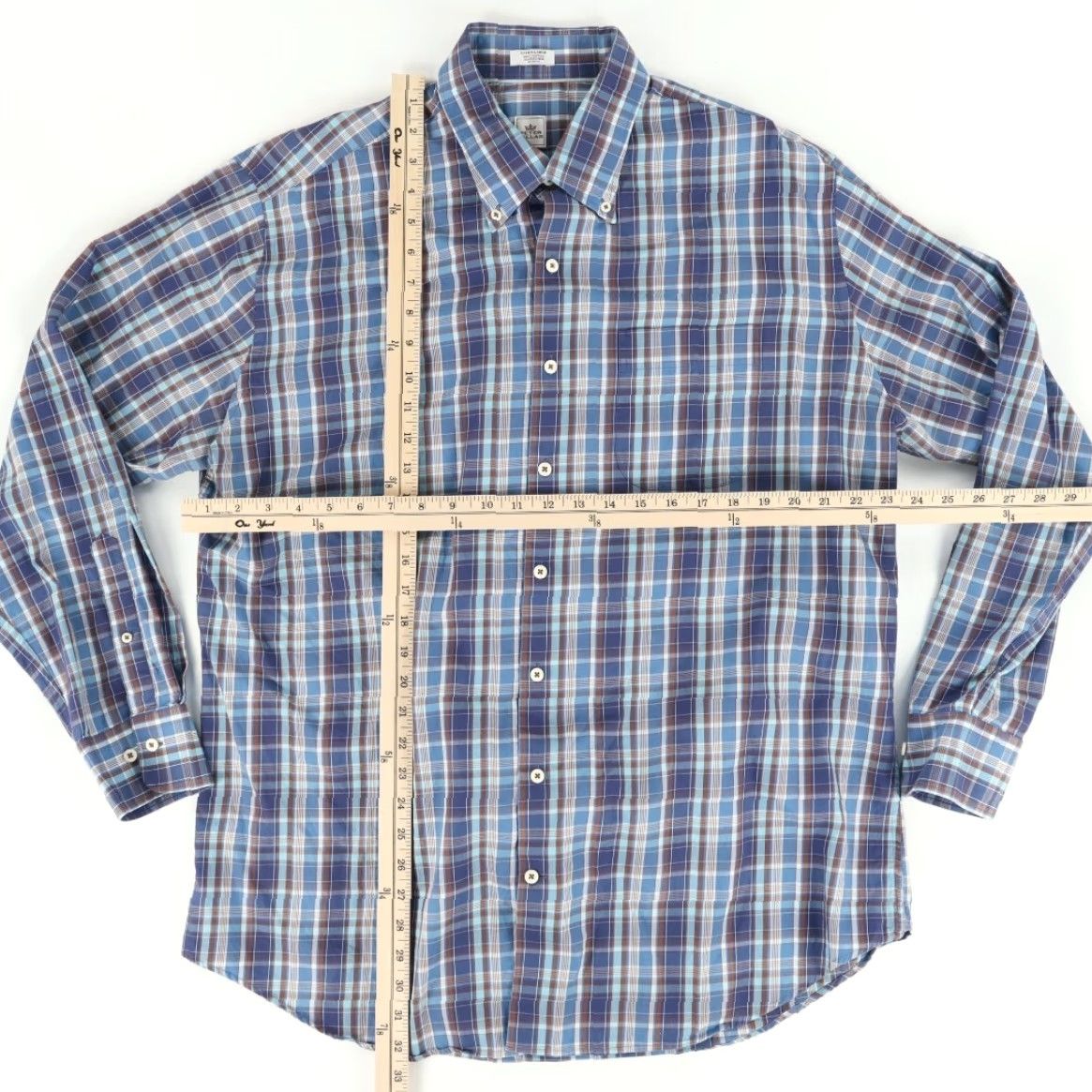 Peter Millar Peter Millar Shirt Indigo Men XL Long Sleeve Button Down Cotton Plaid 23 Chest Relaxed Fit Size US XL / EU 56 / 4 - 3 Thumbnail