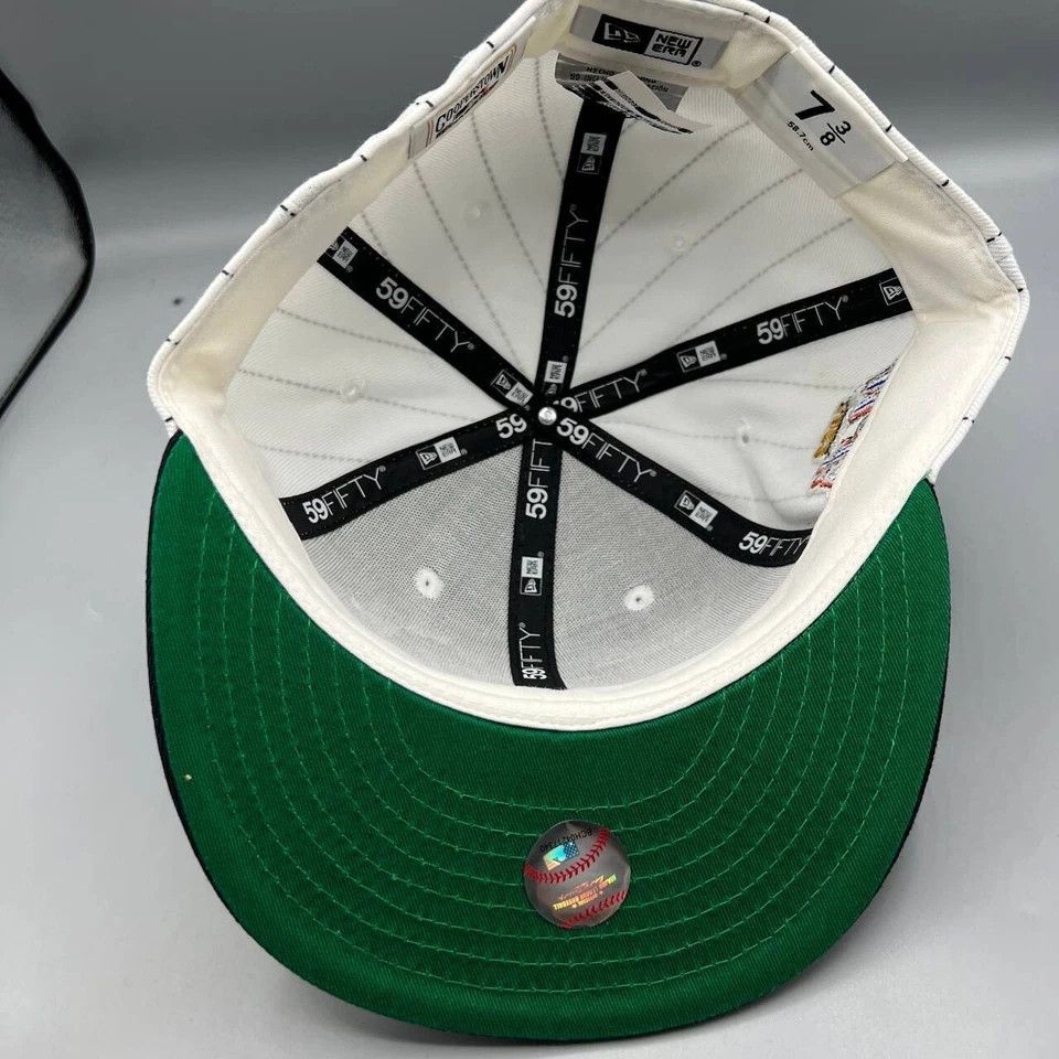 New Era New York Mets Hat Men 7 3/8 White Pinstripe MLB Fitted Cap Size ONE SIZE - 2 Thumbnail