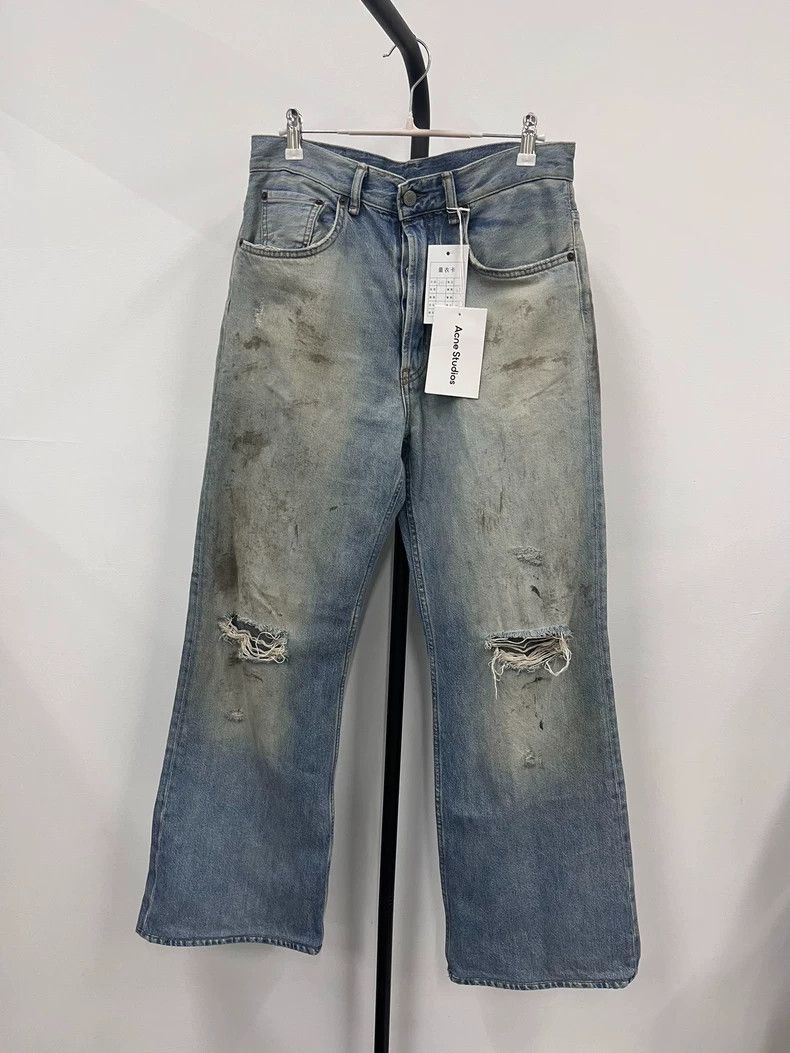 Acne Studios Acne Studios 2021M Blue Mud-Dyed Ripped Slightly Flared Jea Size US 32 / EU 48 - 1 Thumbnail