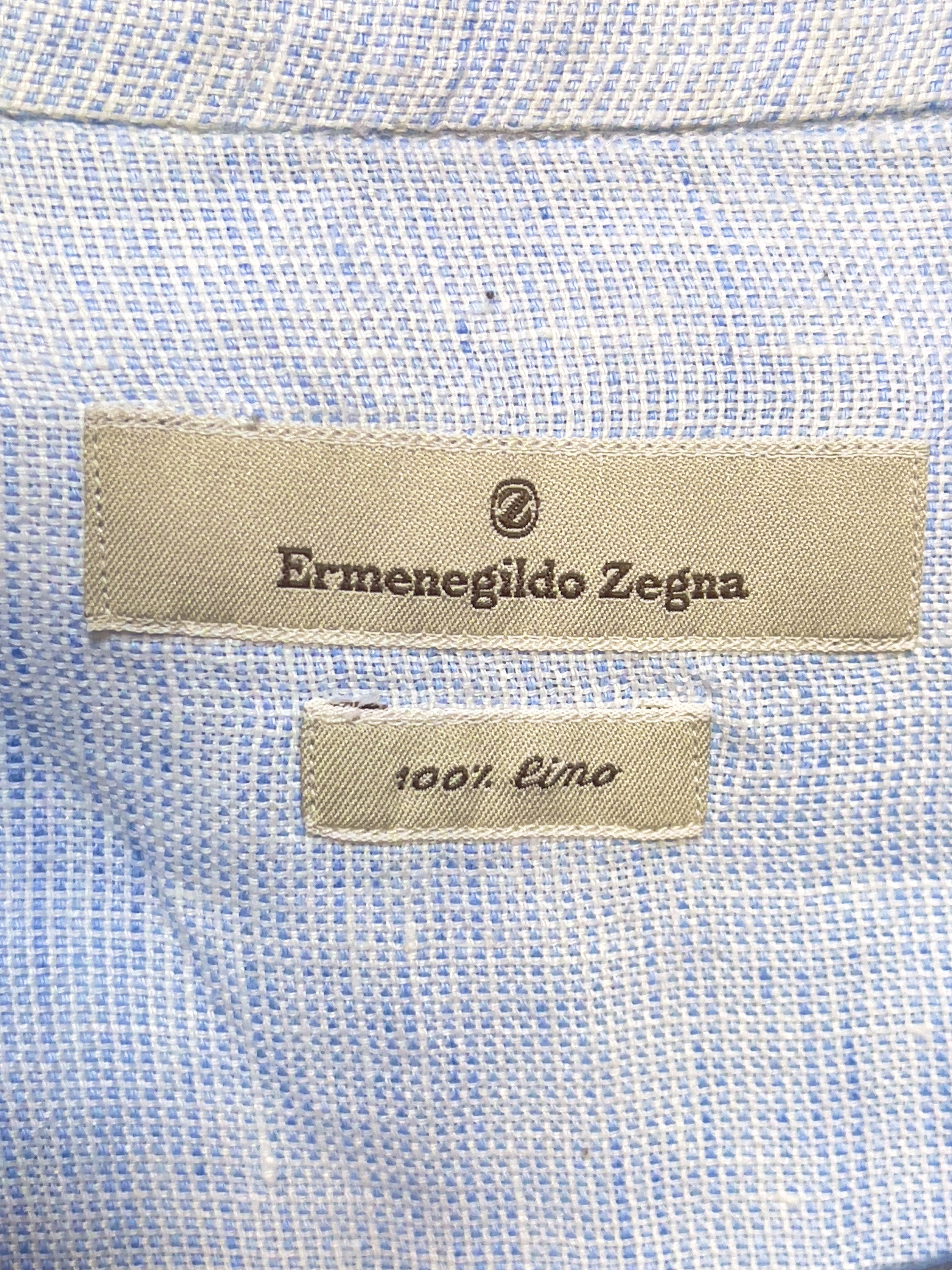Ermenegildo Zegna 🔥 ermenegildo Zegna linen lino light blue shirt size xxl Size US XXL / EU 58 / 5 - 6 Thumbnail
